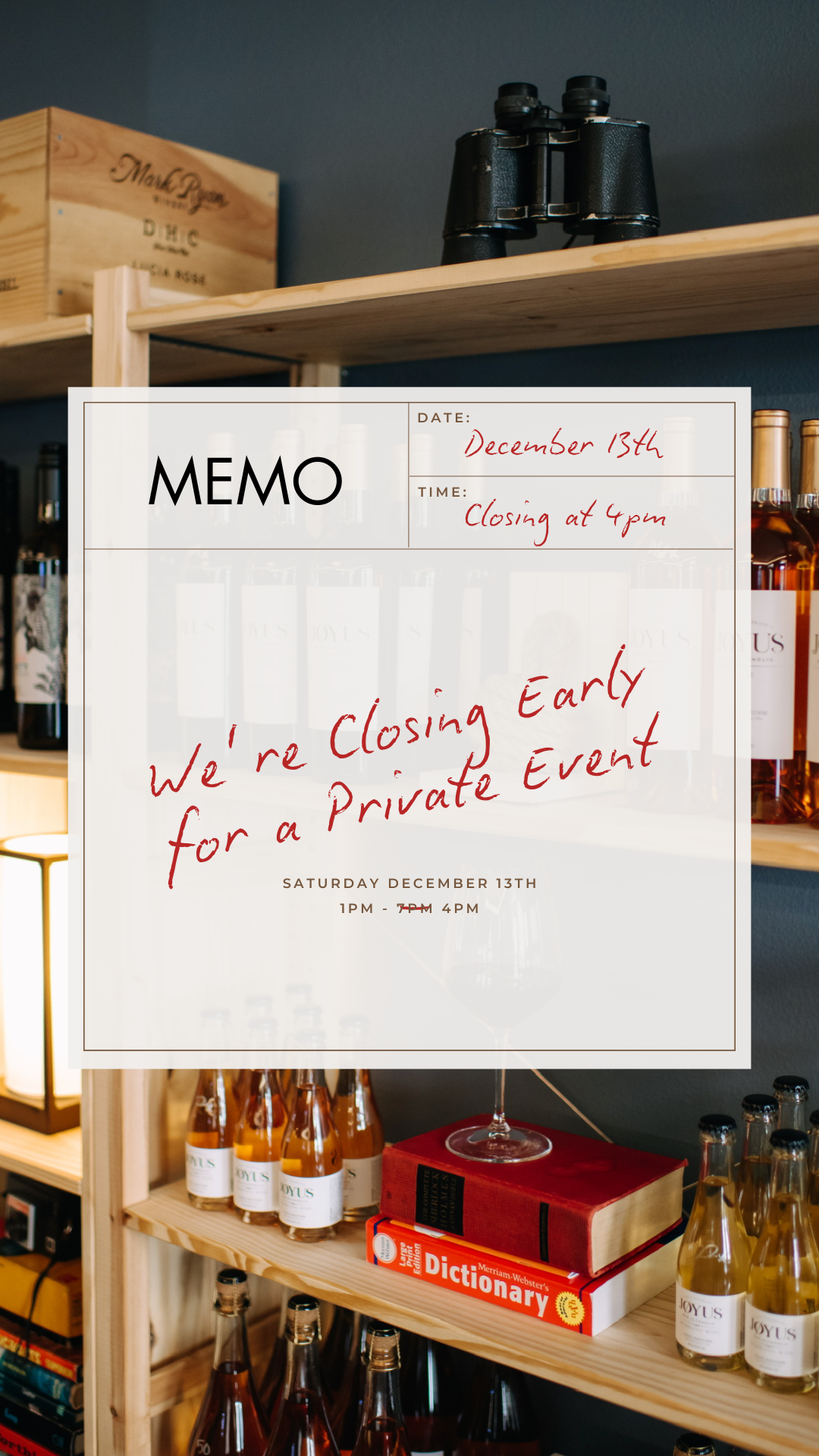 Closing Early for Private Event