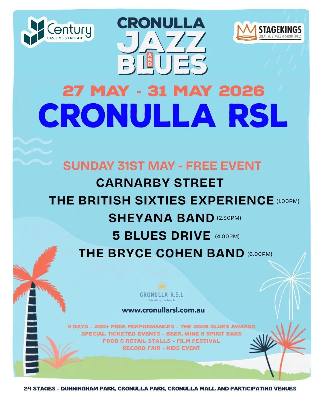 Just when you thought we were done... 🎶

Wrap up the weekend with free live music at Cronulla RSL featuring Cronulla Jazz &amp; Blues this Sunday 31 May 🌊