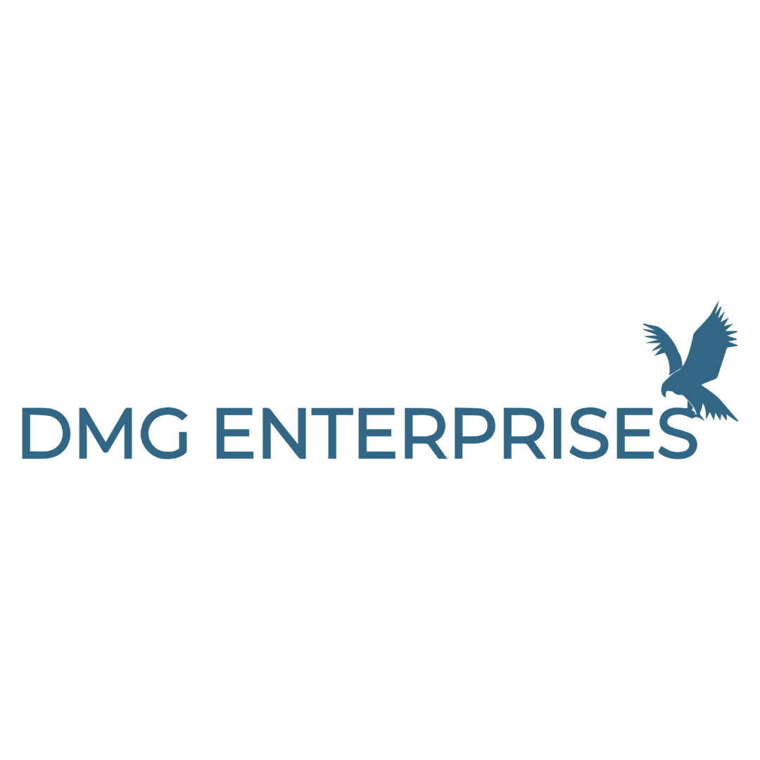 Logo features an eagle and the text "DMG ENTERPRISES" in blue.