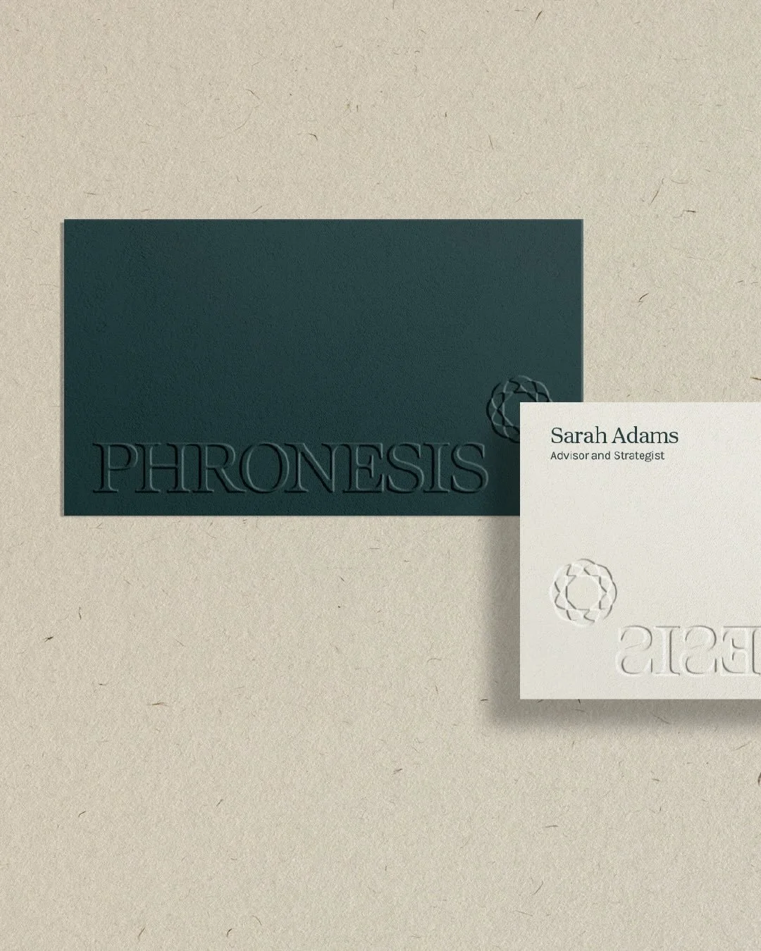 Phronesis Strategy, led by Sarah Adams is a strategic advisory service partnering with organisational leaders who are navigating times of challenge and change.

The creative idea behind this design was to balance credibility with character. 
This con