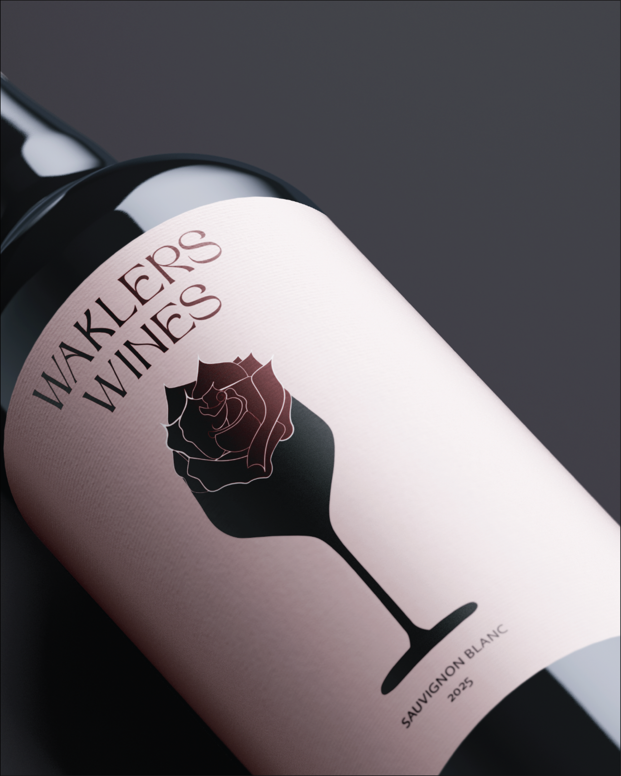 Wine branding and label design showcasing packaging for a premium wine product.