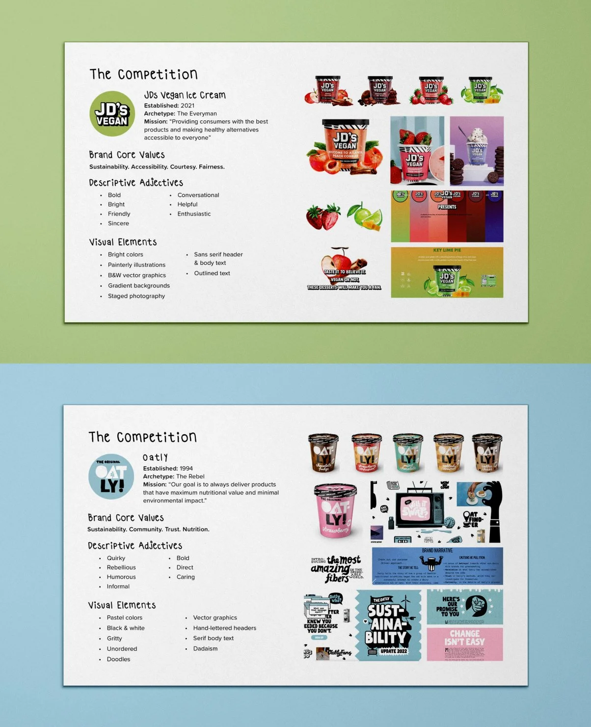 research mood boards of new moo's top two competitors