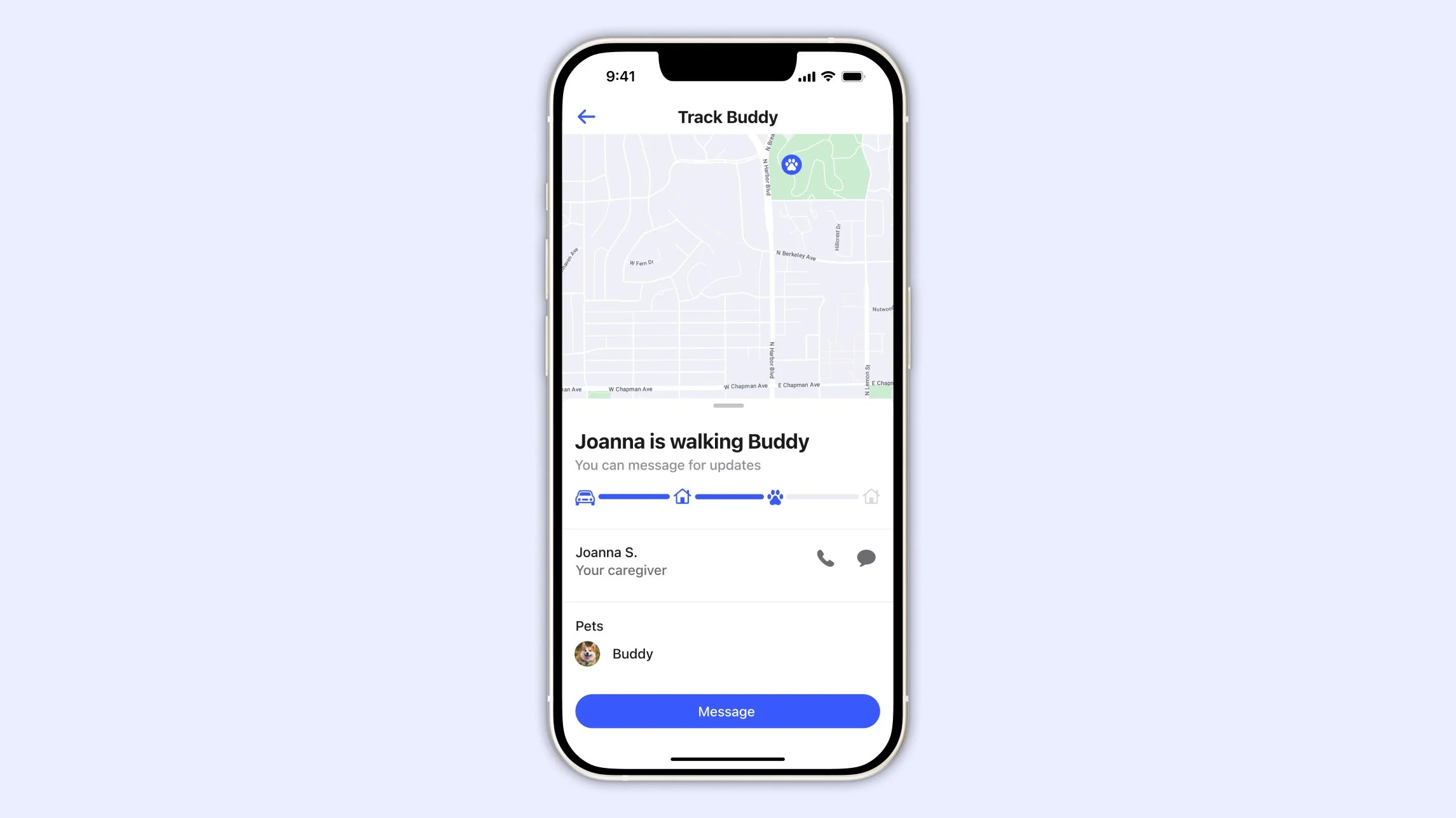 tracking dog walk step 4: walker is walking your pet