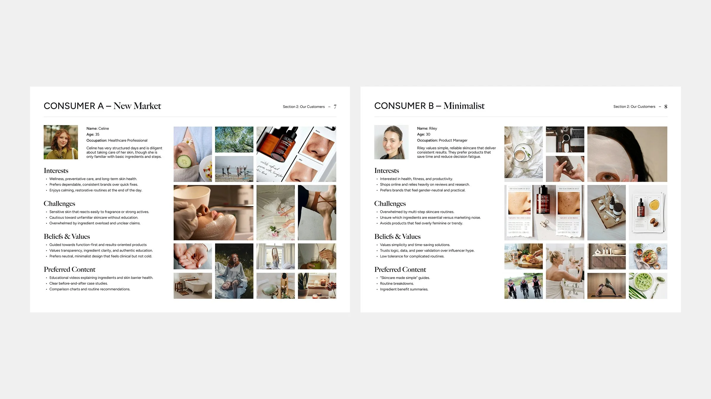cusomer a: new market and consumer b: minimalist profiles