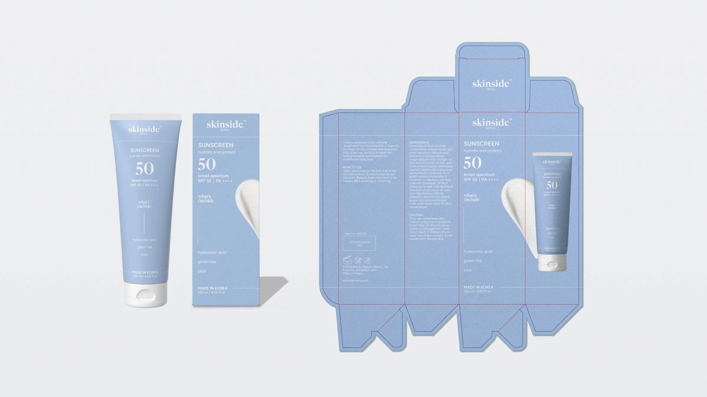 sunscreen packaging and dieline