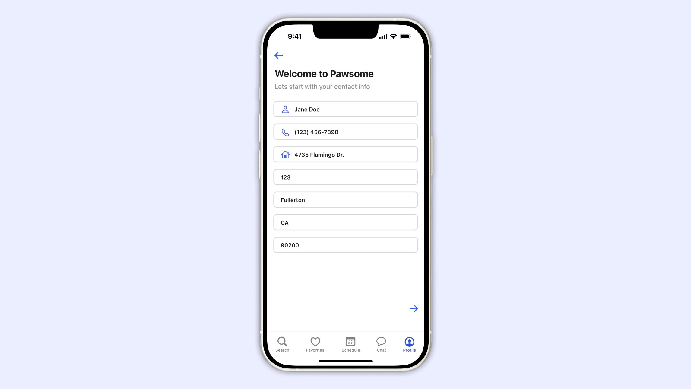 sign up step 1 contact info