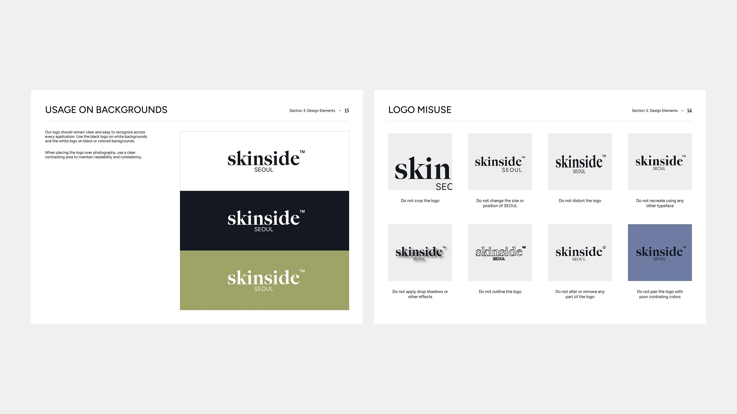 usage on backgrounds and logo misuse