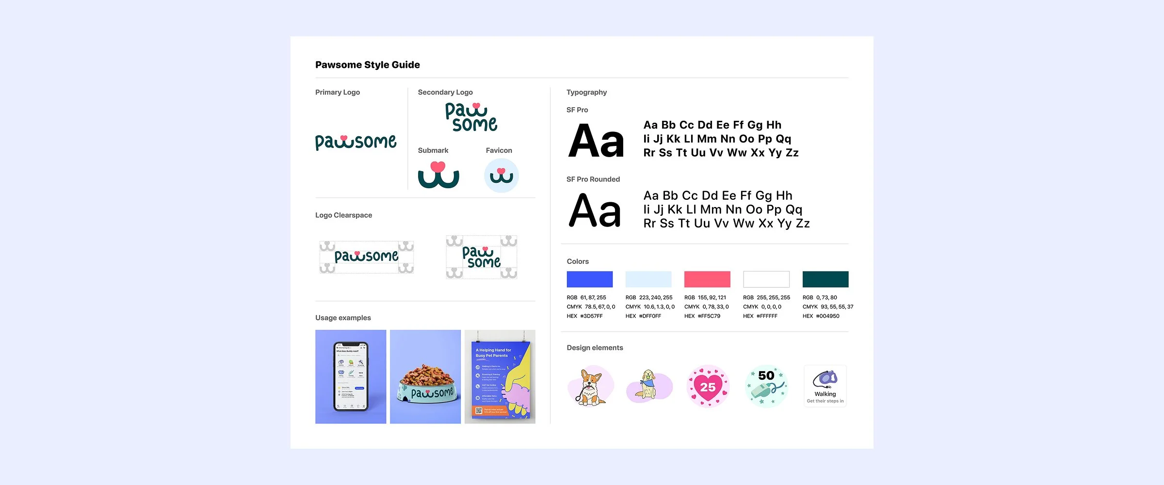 pawsome one page style guide