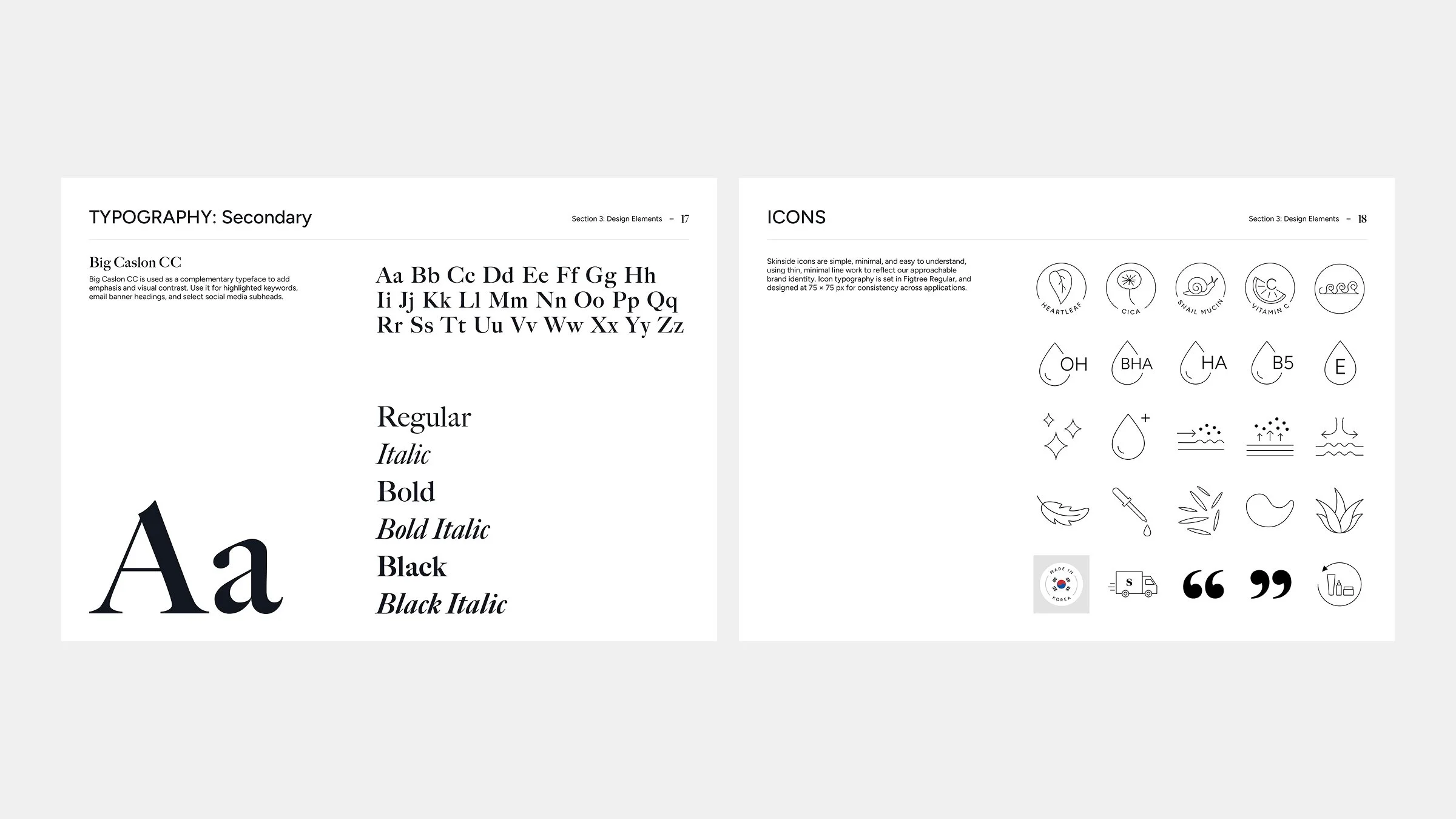 typography: secondary and icons