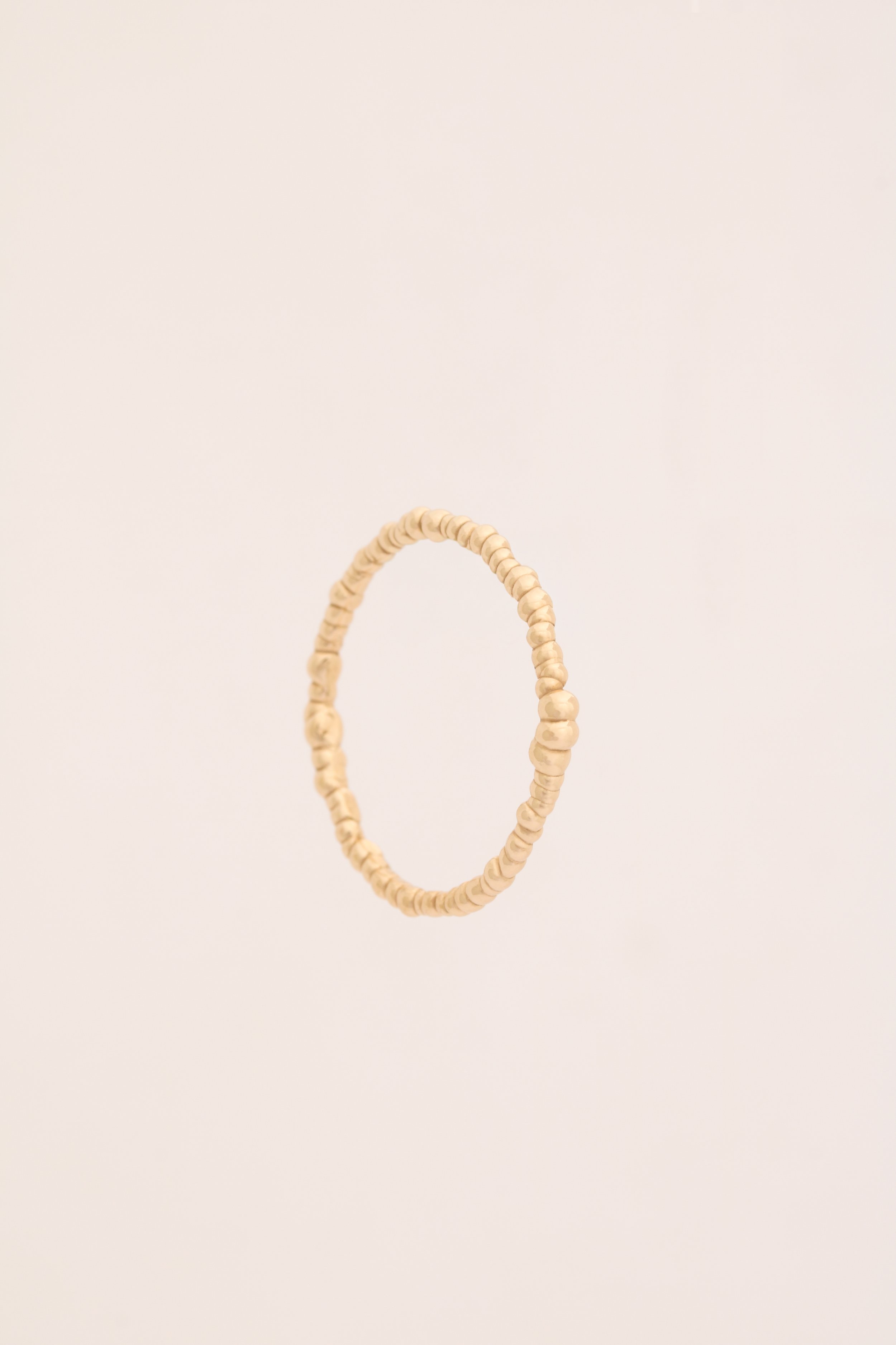 Handmade Dainty Solid Gold Ring Band with Droplet texture