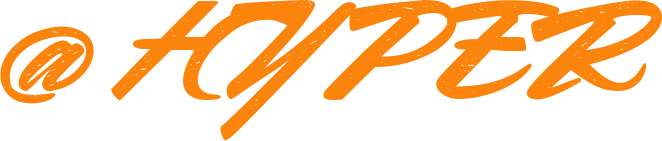 Bold, orange, stylized text displaying '@HYPER' on a black background.