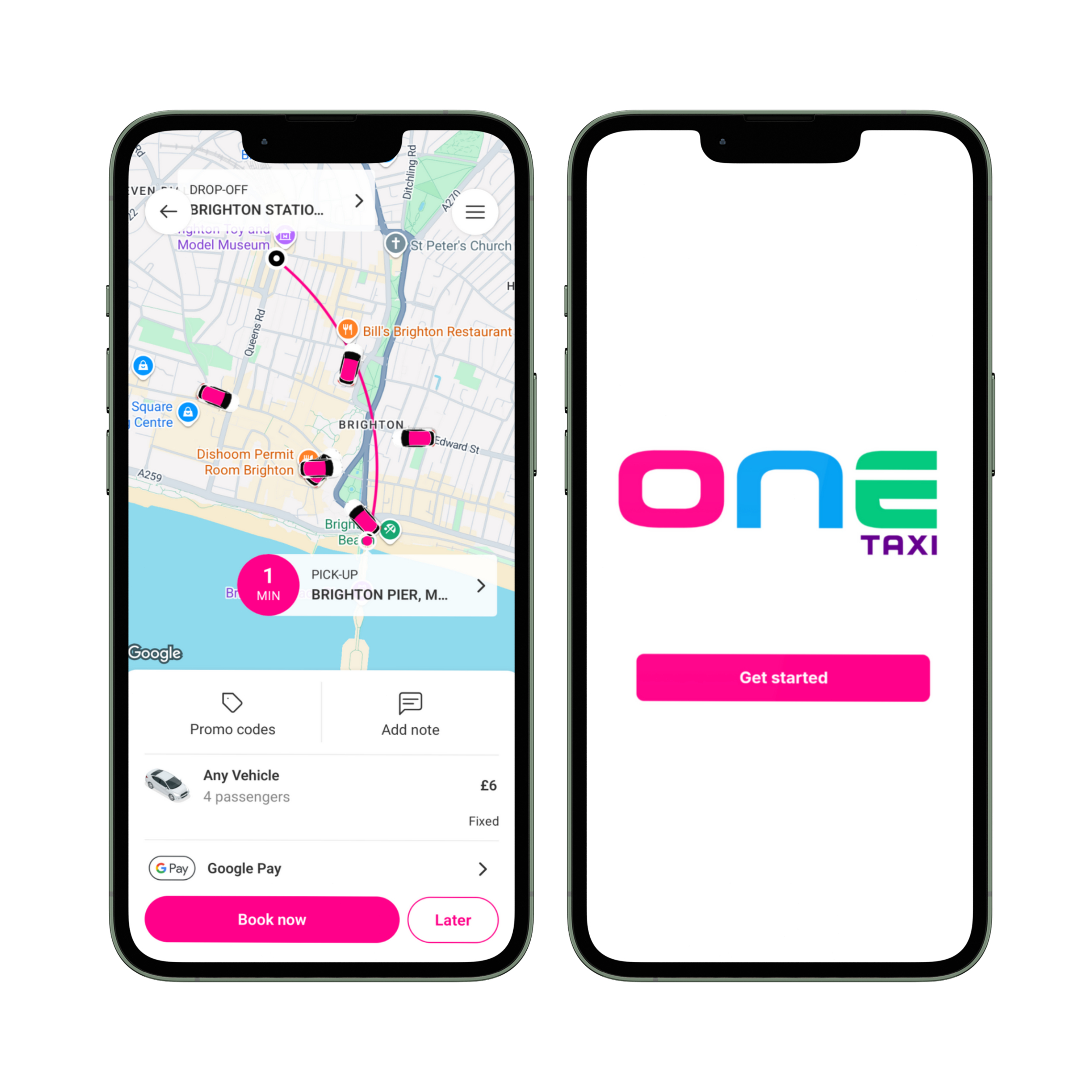 Book a taxi in Brighton on the One Taxi app