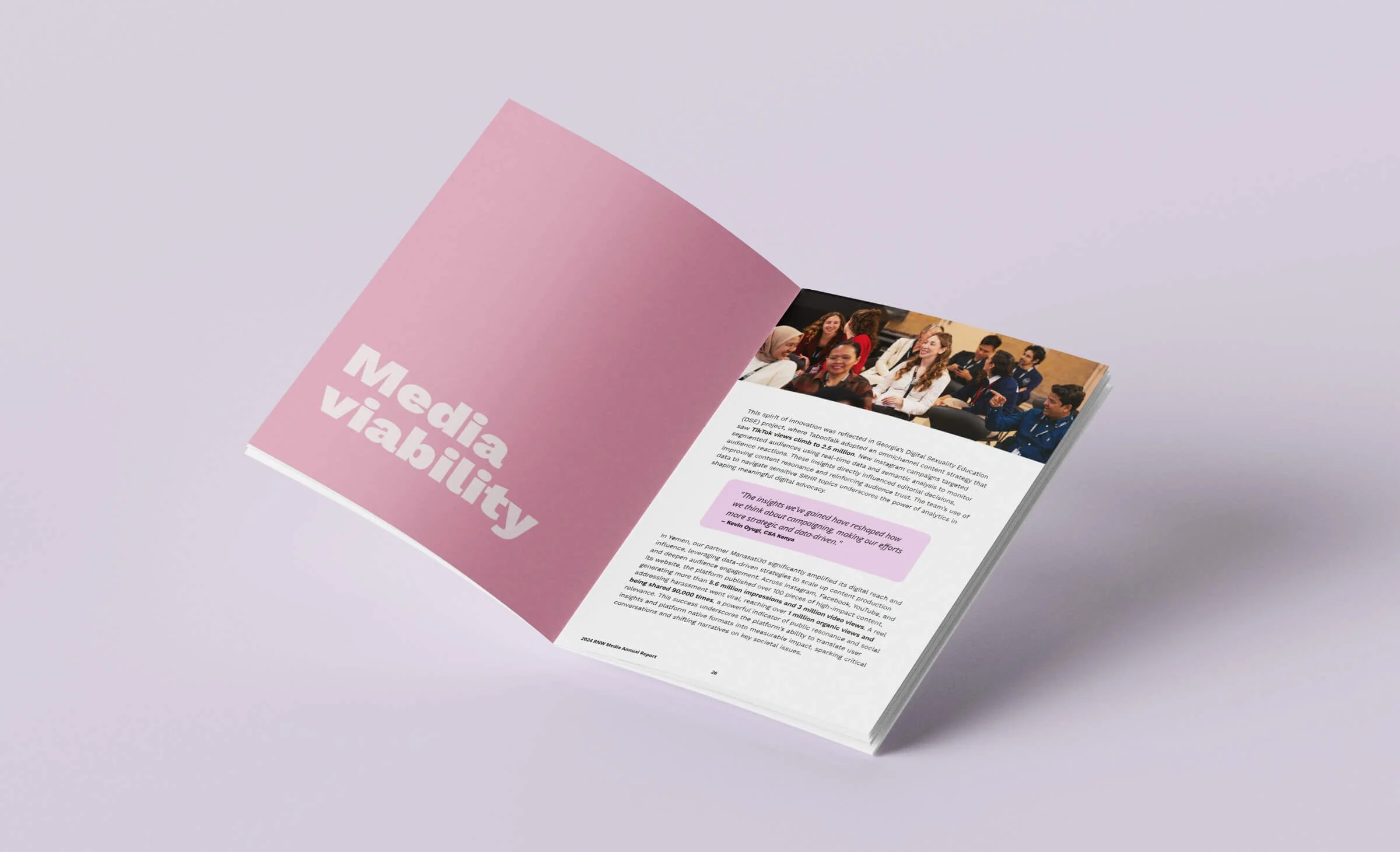2024 Annual Report - Pages open about media viability - editorial design