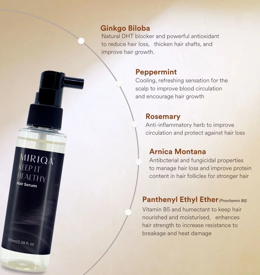 MIRIQA Hair Serum pump dispenser and texture