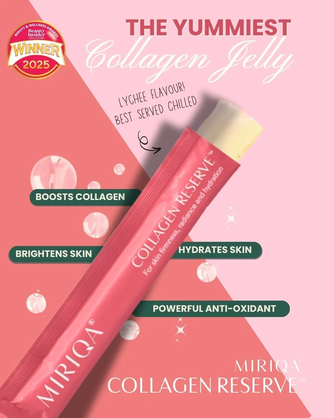MIRIQA Collagen Reserve packaging on neutral background