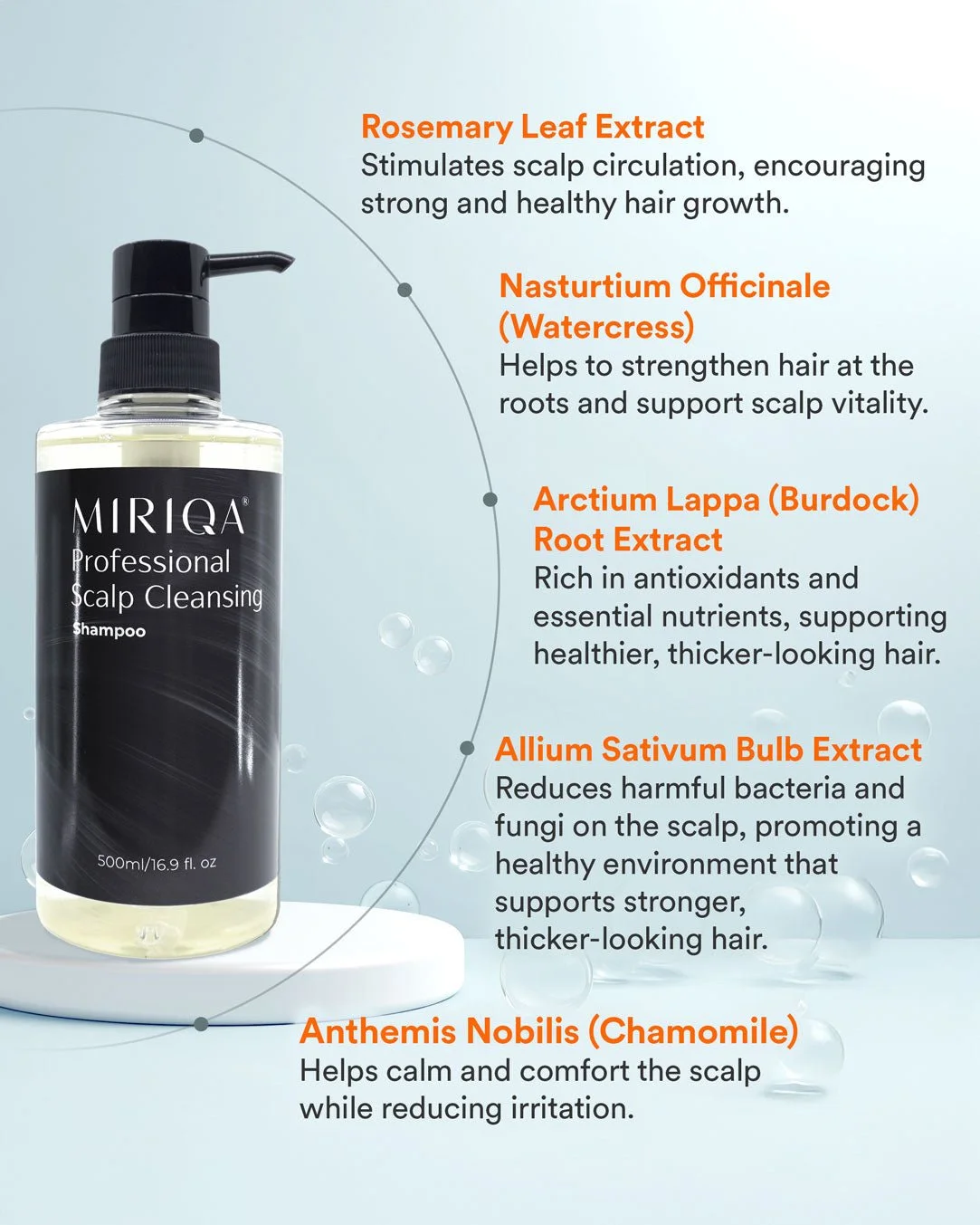 MIRIQA Shampoo texture and lather