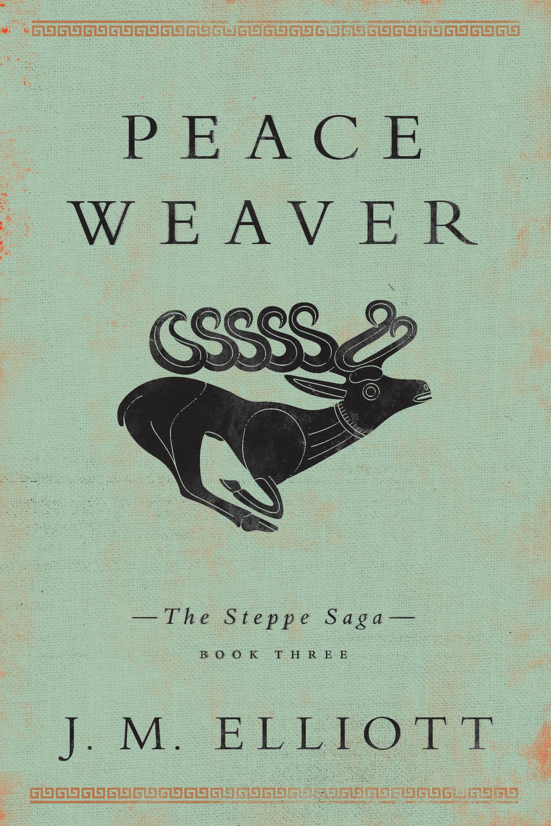 Book cover titled "The Steppe Saga: Volume Three" by J.M. Elliott, featuring an illustration of a bow and a bird silhouette.
