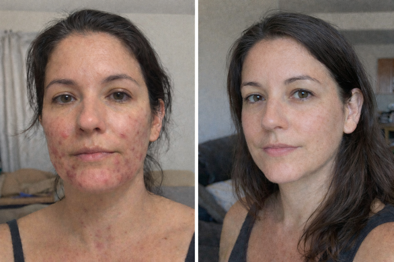 Before and after clear skin