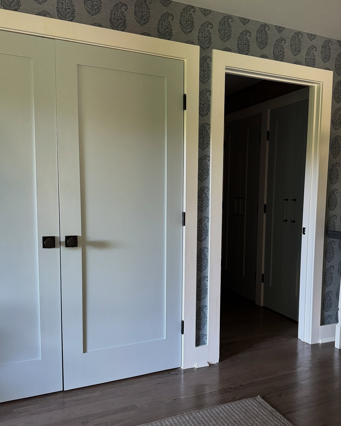 If you can have a regular white door or a door with a teeny tiny bit more interest, would you? Paint is all it takes to elevate a door from ho-hum, I don&rsquo;t know why more doors aren&rsquo;t painted. All the doors in my house are painted  Benjami