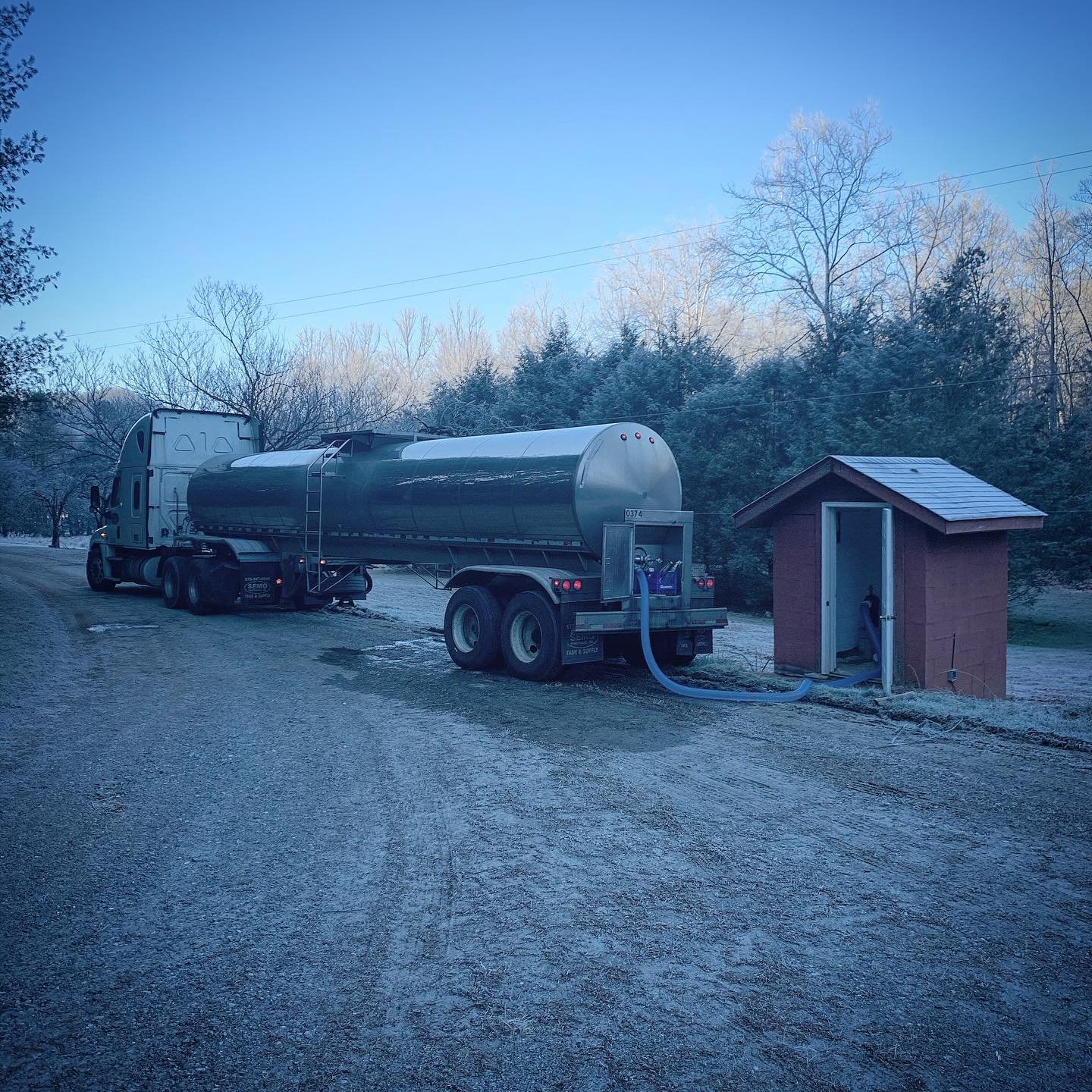 Early morning spring water pick up at our farm by #ingles!  They have been buying water, by the tanker, since the early 90&rsquo;s from our springs.  You can find our water bottled in their house brand &ldquo;Land of Sky, Mountain Spring Water&rdquo;