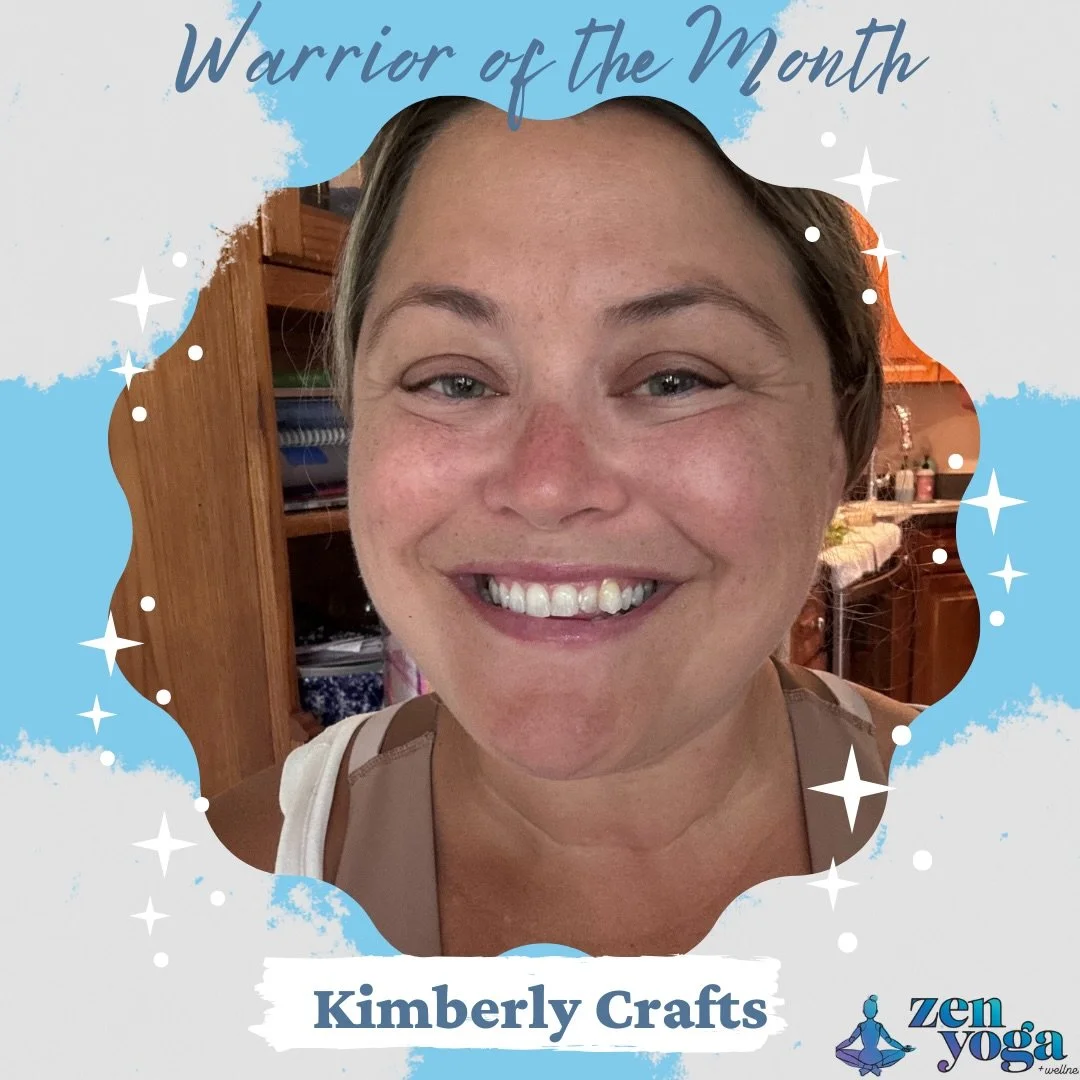 🌟 December Warrior of the Month: Kim 🌟
Each month, we take a moment to celebrate one of our students whose dedication, spirit, and heart embody what our Zen Yoga &amp; Wellness community is all about. 
Our Warrior of the Month series is our way of 