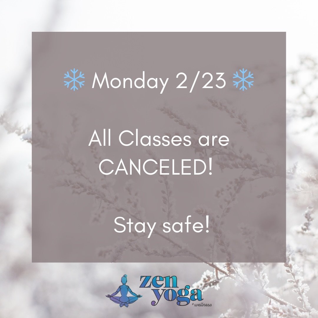 With the blizzard rolling in tonight and continuing through tomorrow, we&rsquo;ve made the decision to cancel all classes on Monday, February 23 at both locations. 

Please stay cozy, stay safe and let this be your official permission slip to hiberna