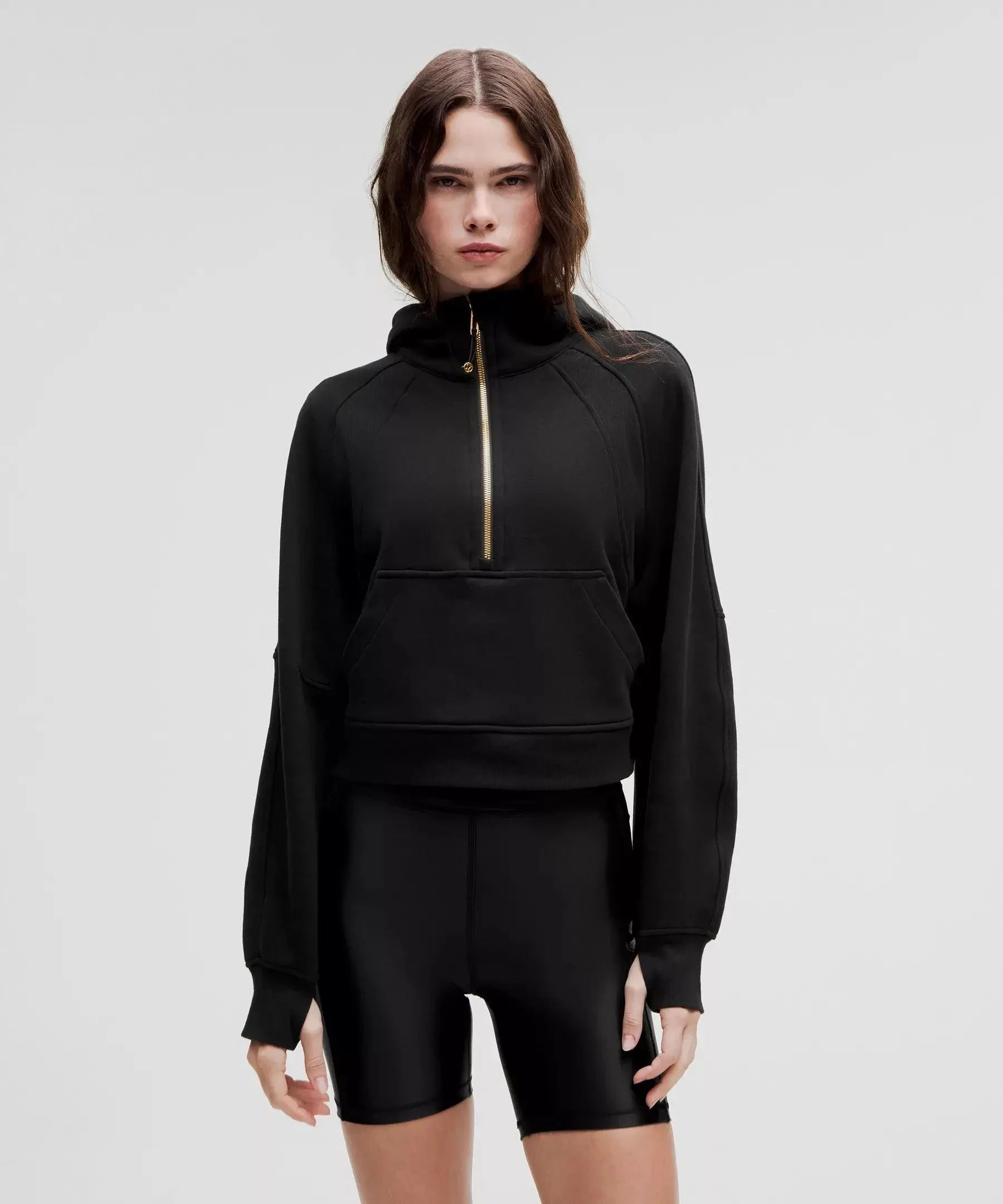 lululemon Scuba Oversized Half-Zip Hoodie in Black/Gold