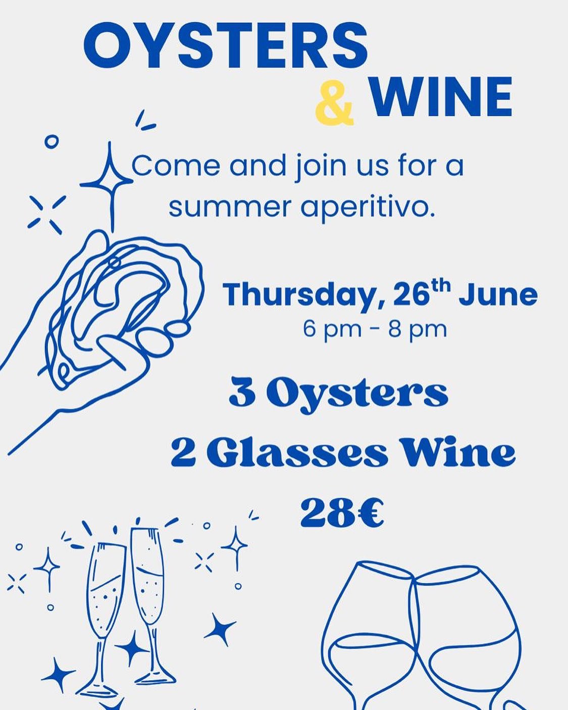 Oysters &amp; Wine 🦪🍇
Thursday 26th, 6pm - 8 pm
Book your table!!

#restaurant #food #italian #wine #enoteca #vibe #friends #family #tasting #cascais #portugal #pinsa #aperol #negroni #pasta #margarita #oysters