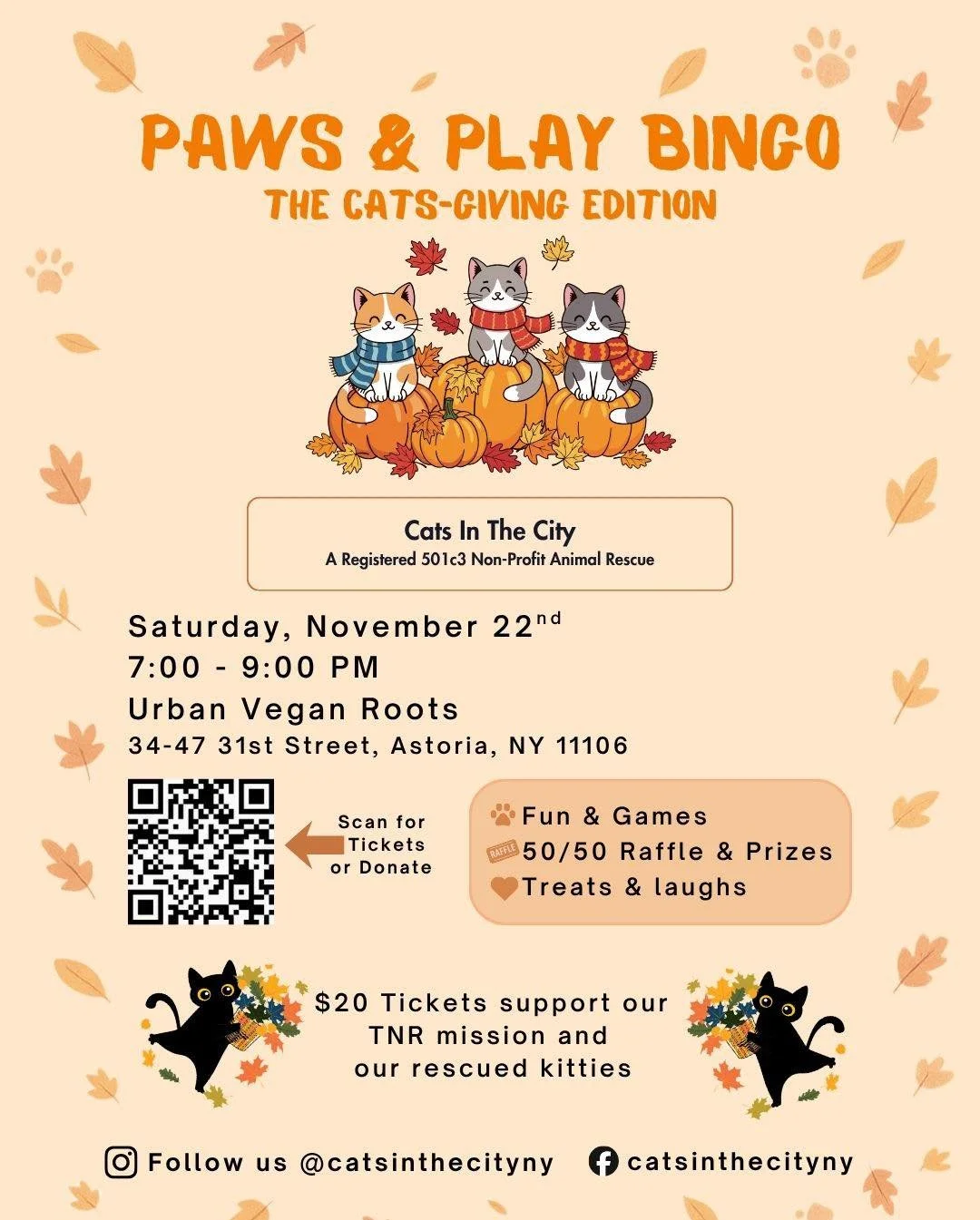 Join Us for a PAWSOME BINGO Night! 🎉

Looking for a fun night out or just love supporting a good paws-cause?

Come play, laugh, and shout BINGO! with fellow cat-lovers while helping us raise funds for our rescued kitties and ongoing TNR efforts. 🐾
