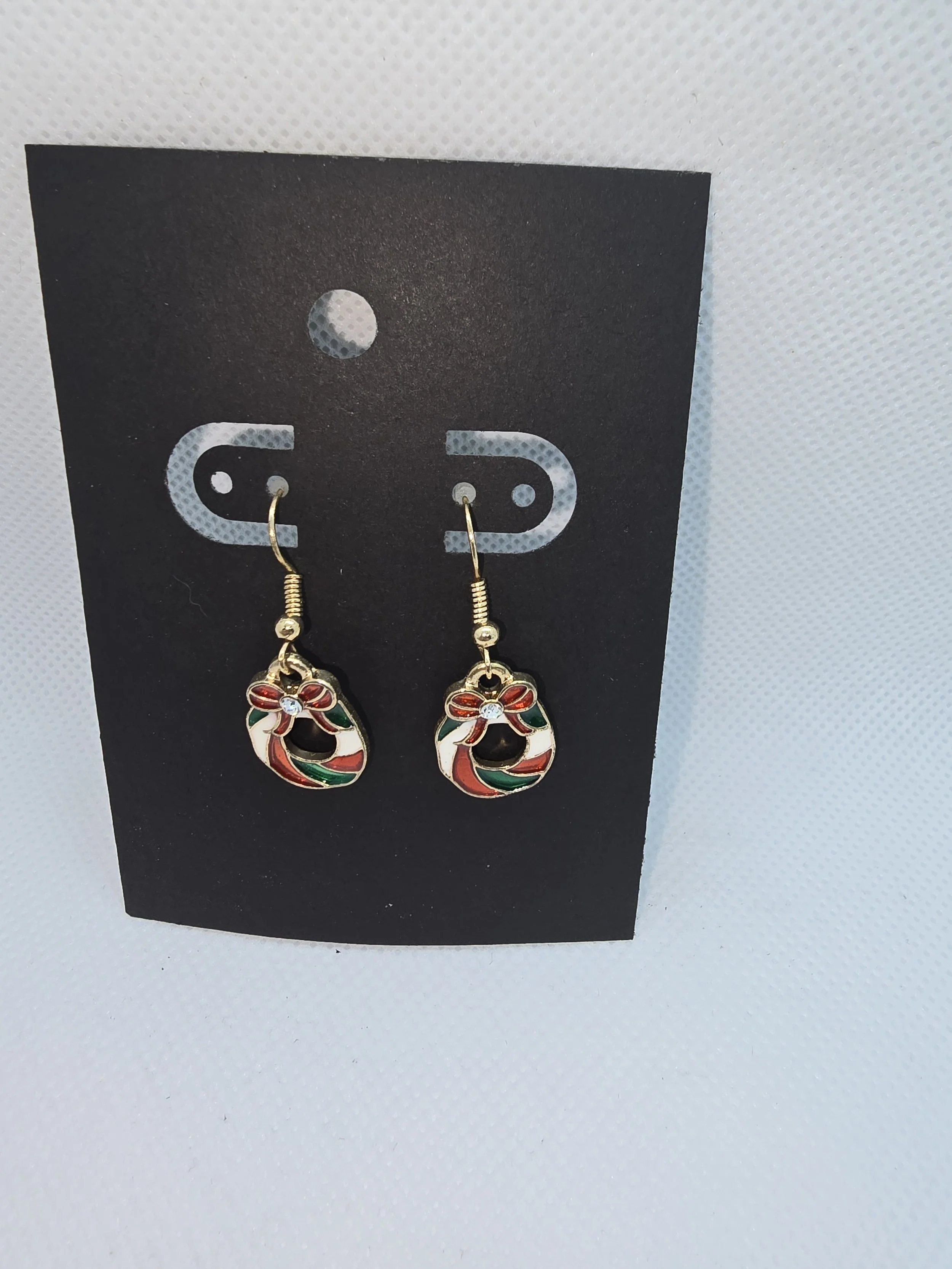 Red, Green & White Wreath Holiday Hanging Earring