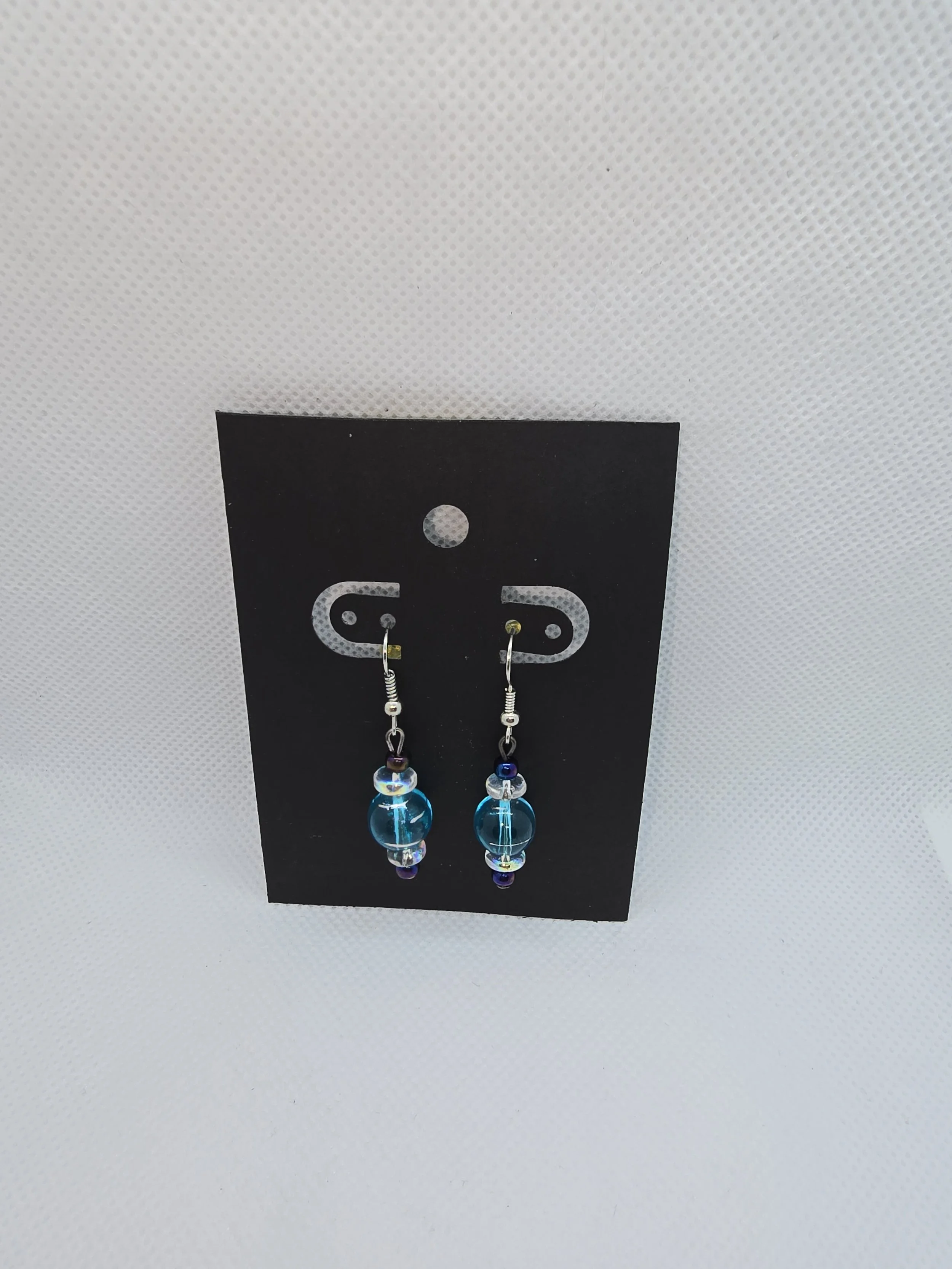Blue, Crystal & Silver Earrings