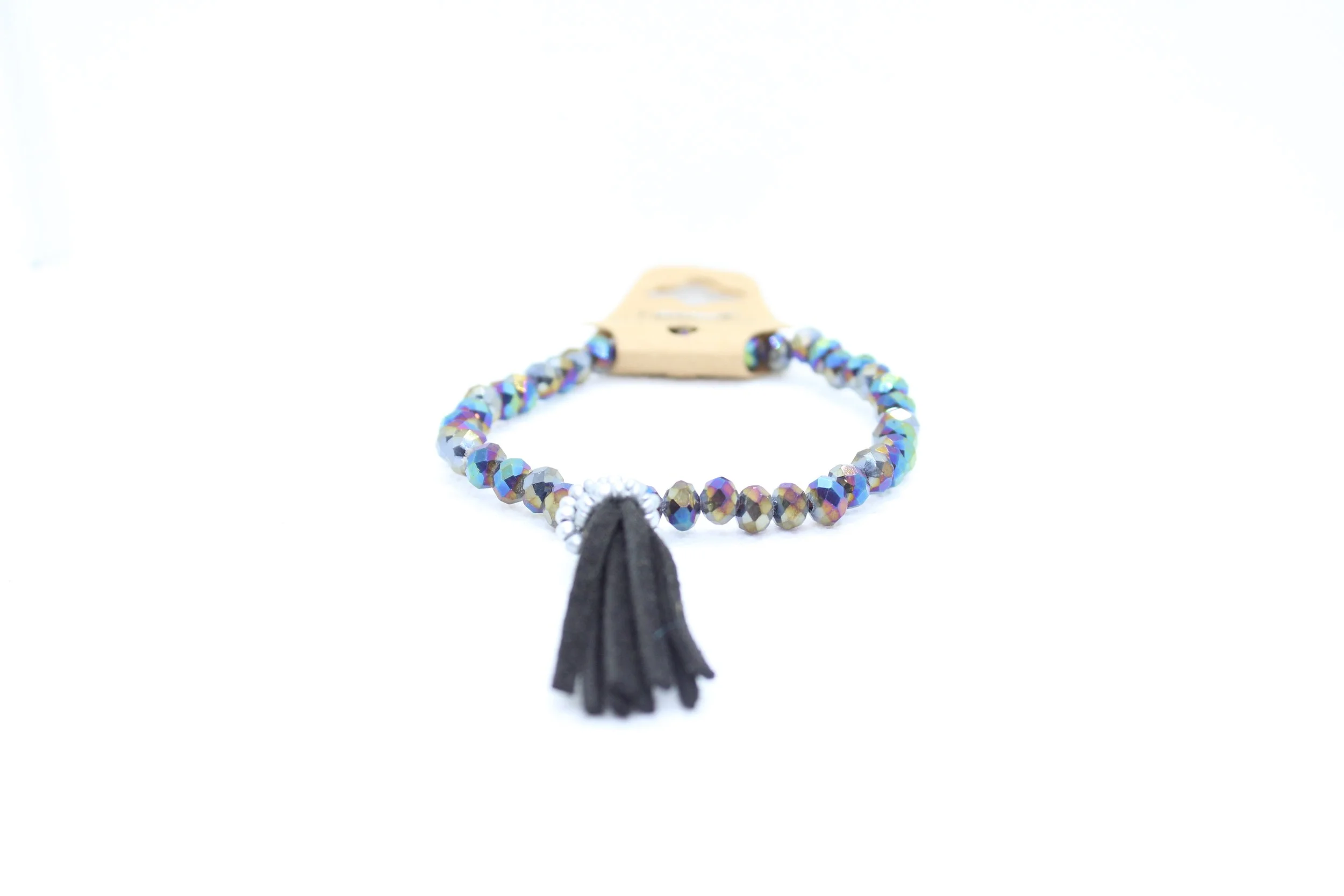 Multicolor Beaded Bracelet with Black Tassel