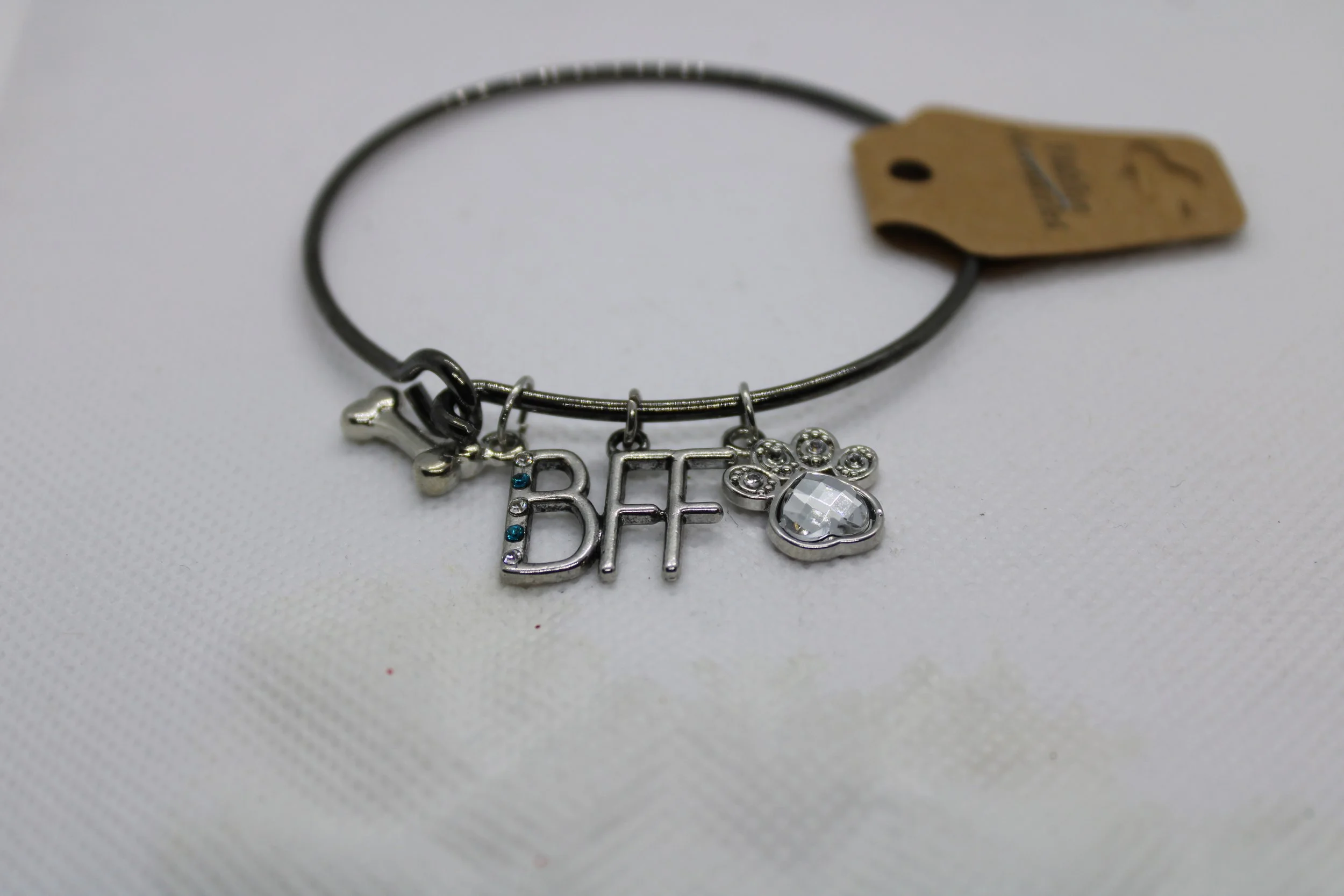 BFF Pet Bangle With Bone And Paw Print