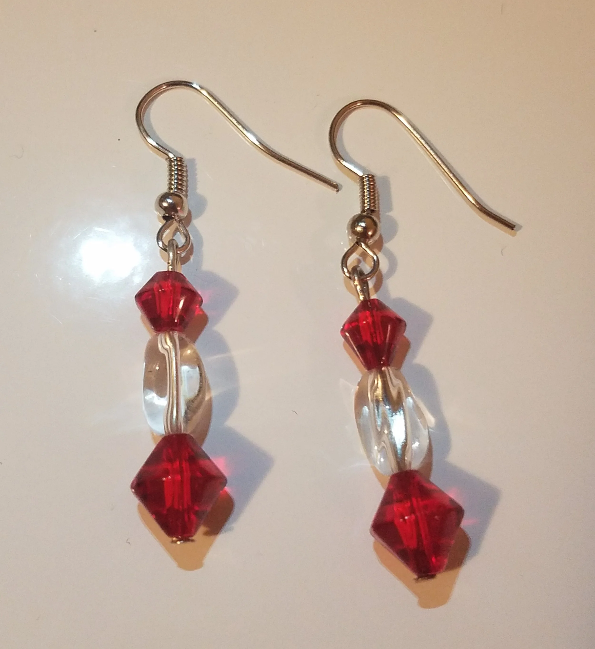 Red & Crystal Dangle Earrings