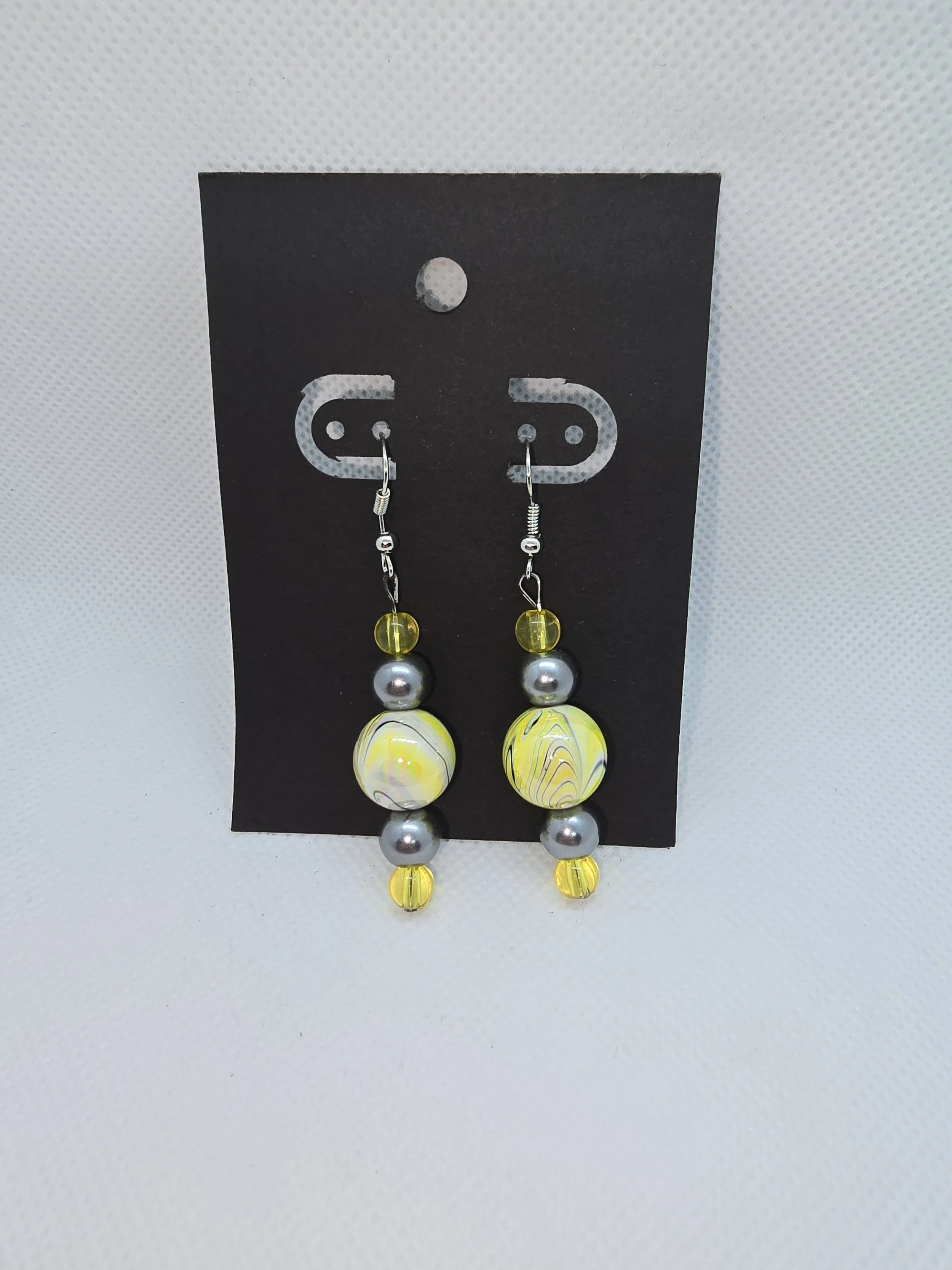 Yellow & Silver Hanging Earrings