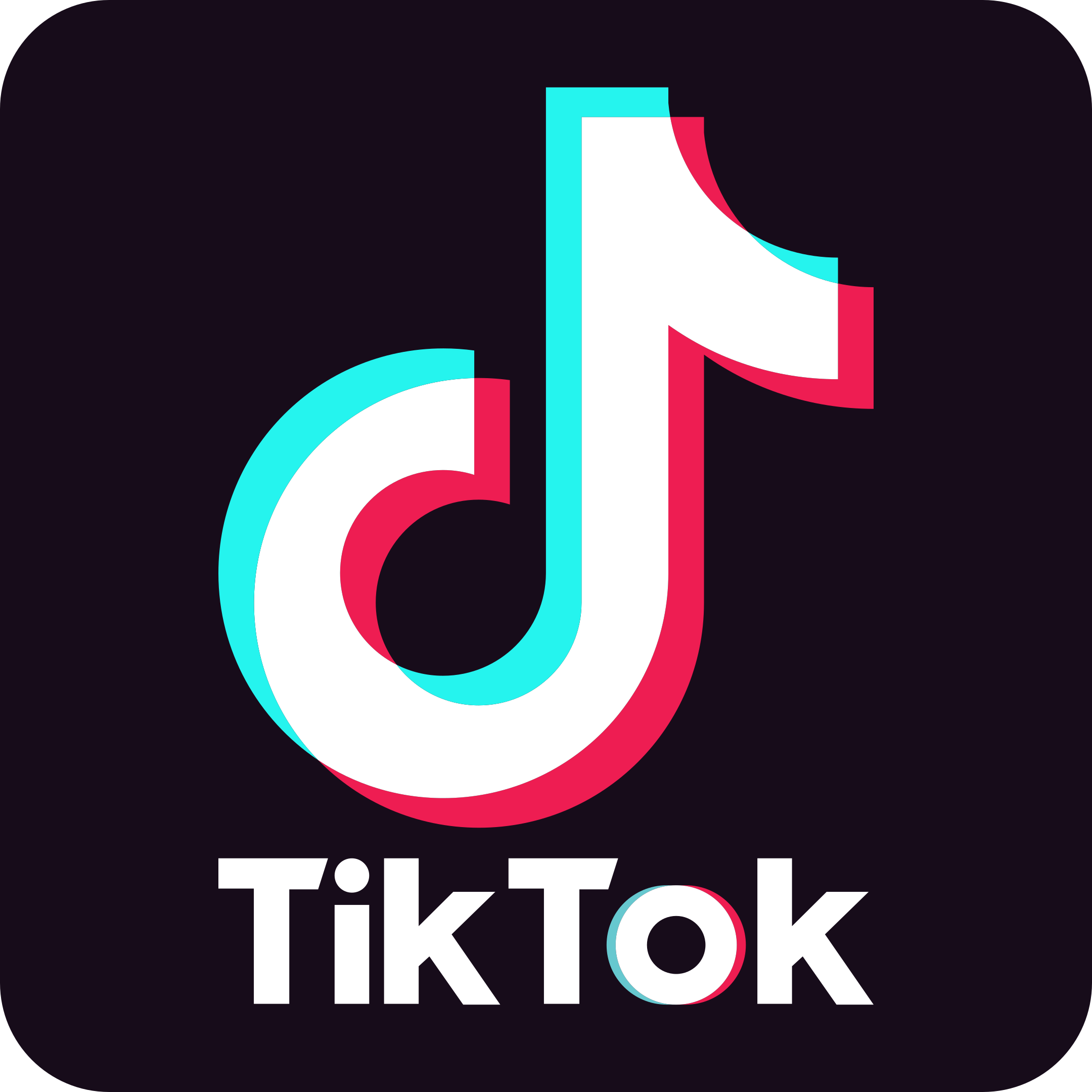 TikTok logo with black background and white text