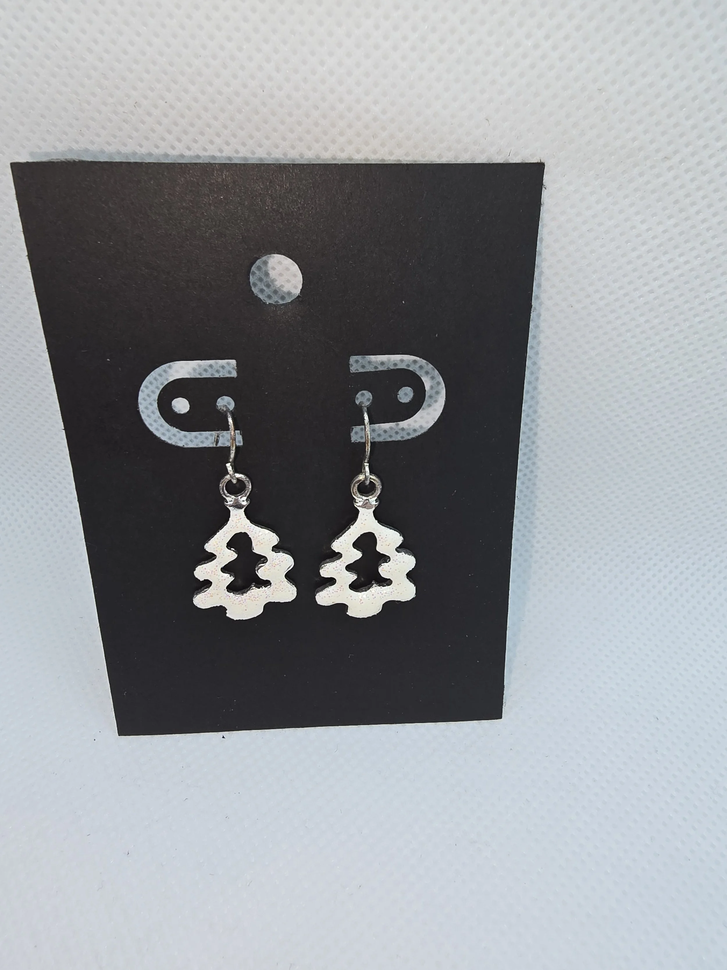 White Christmas Tree Holiday Earrings
