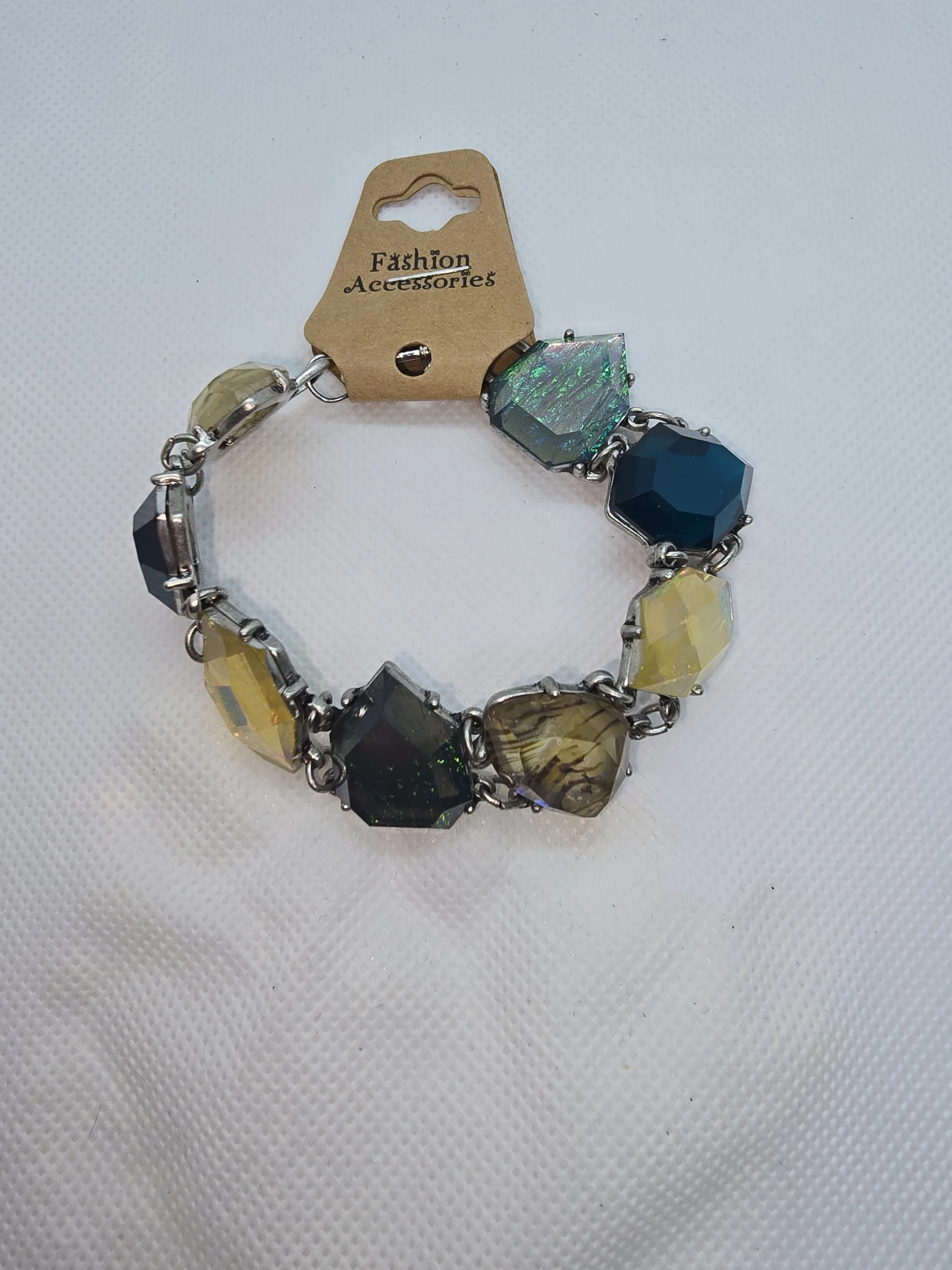 Blue & Yellow Toned Stone Chain Bracelet