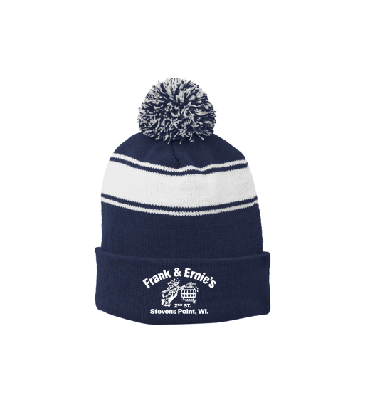 Sport-Tek® Stripe Pom Pom Beanie Embroidered