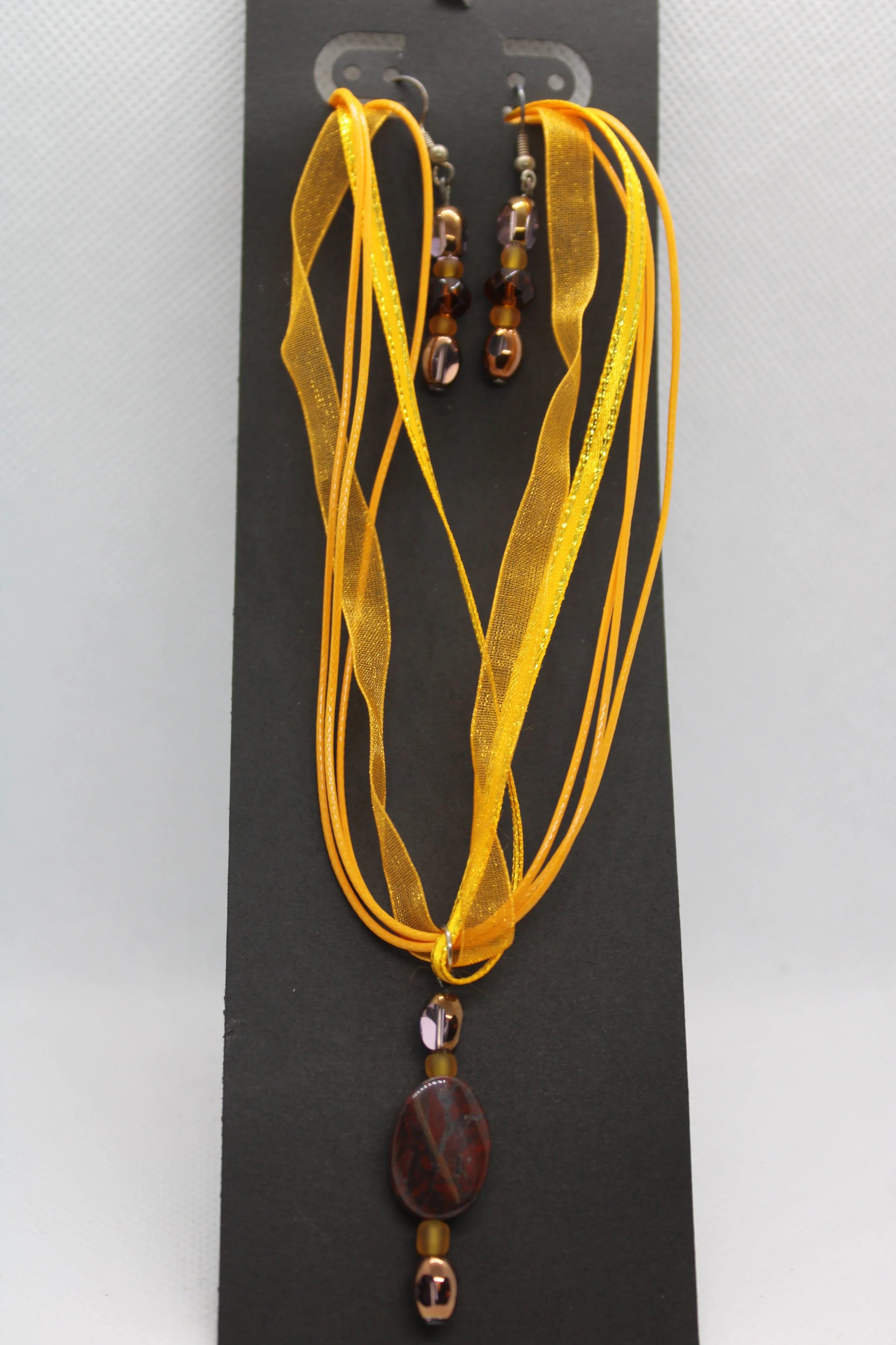 Yellow & Brown Necklace & Earrings Set