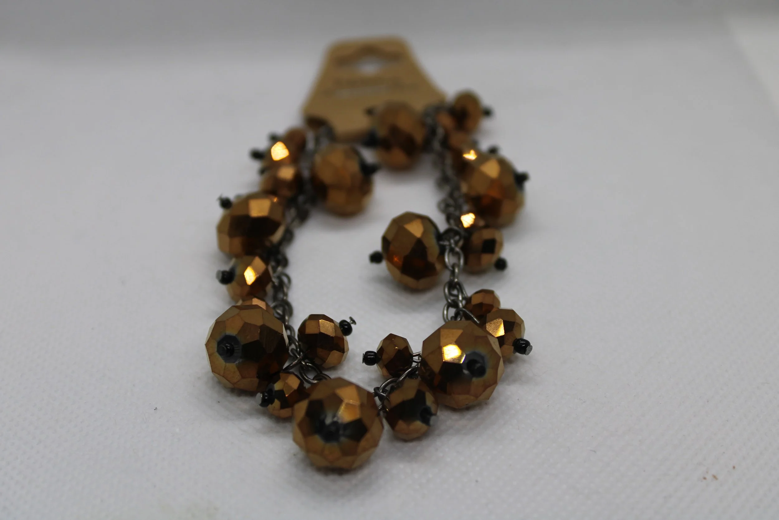 Bronze Beaded Chain Bracelet