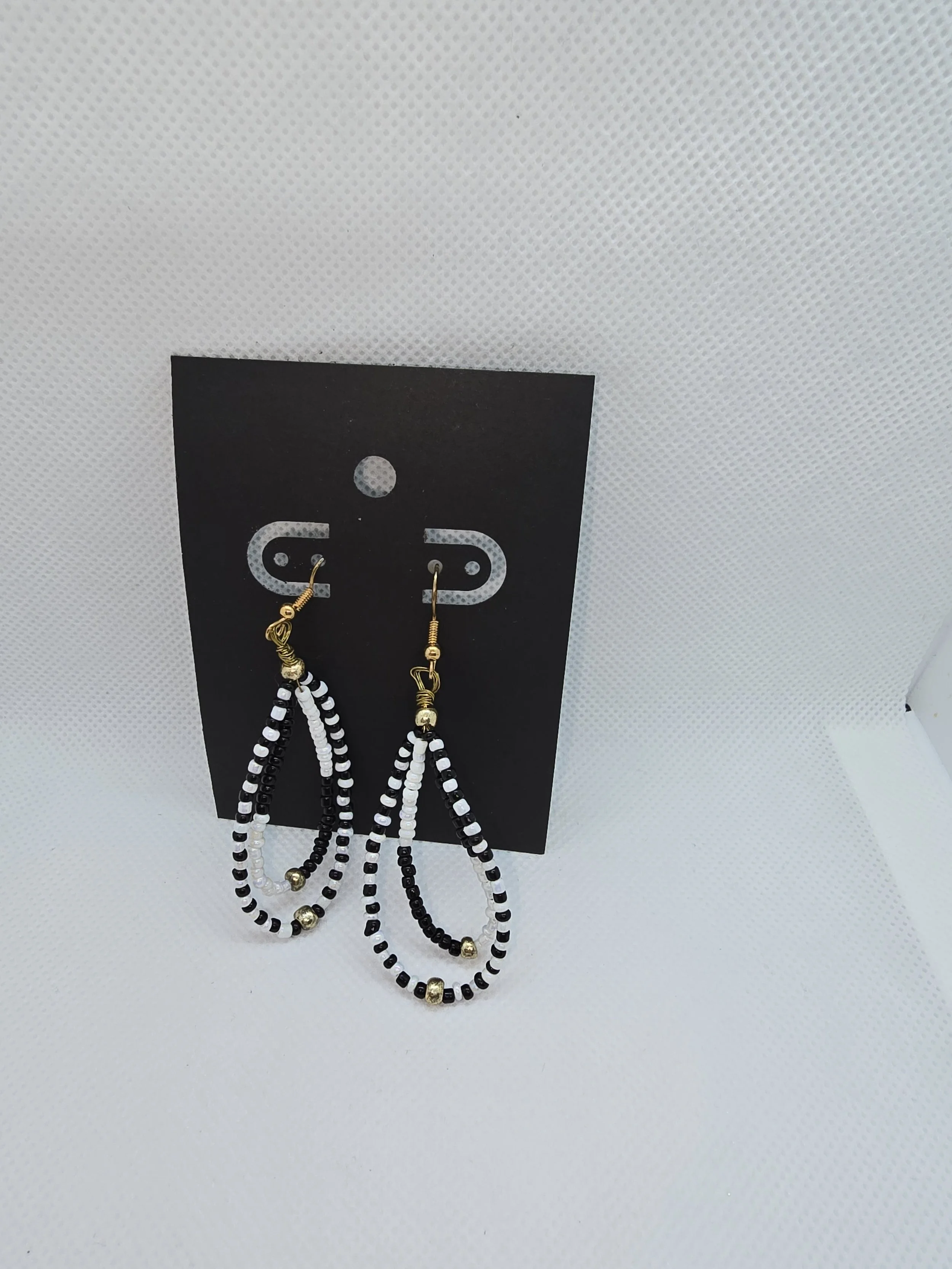 Black, White & Bronze Hanging Earrings