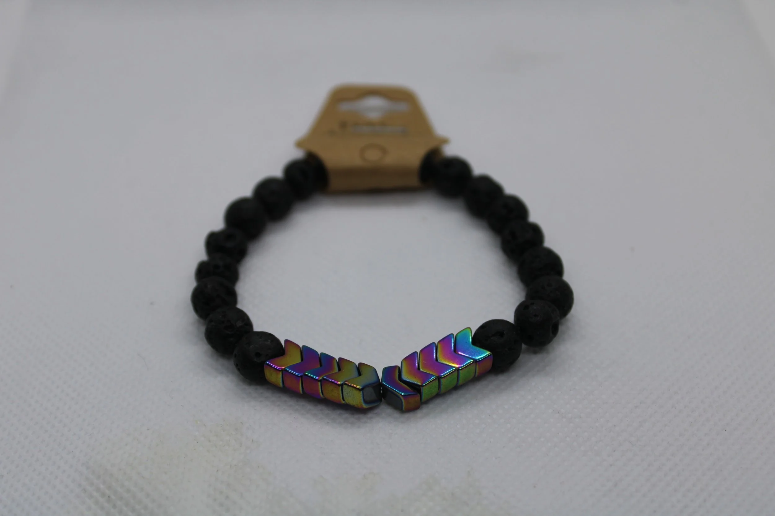 Unique Black Lava Rock & Multicolor Magnetic Bracelet