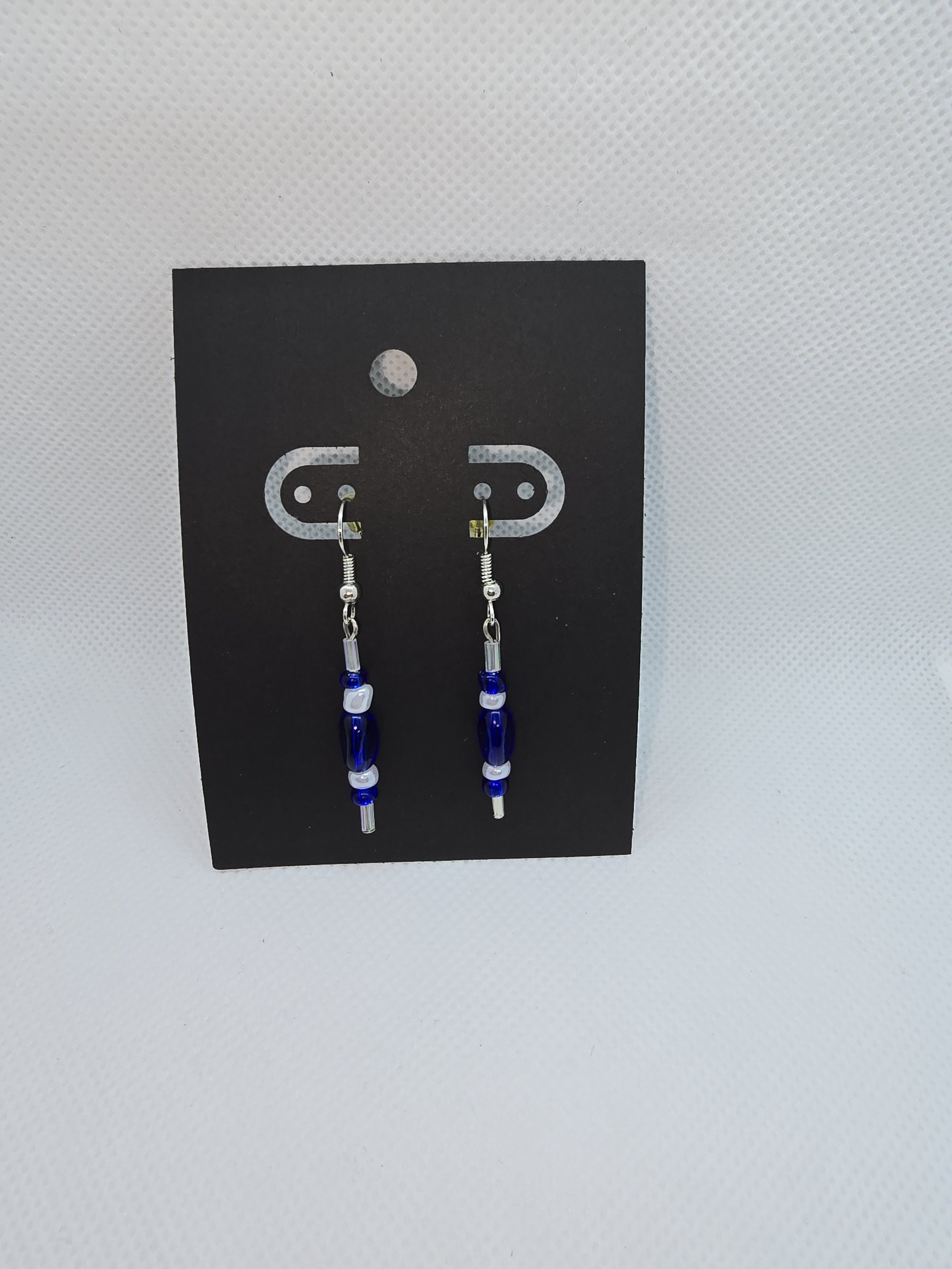 White & Blue Hanging Earrings