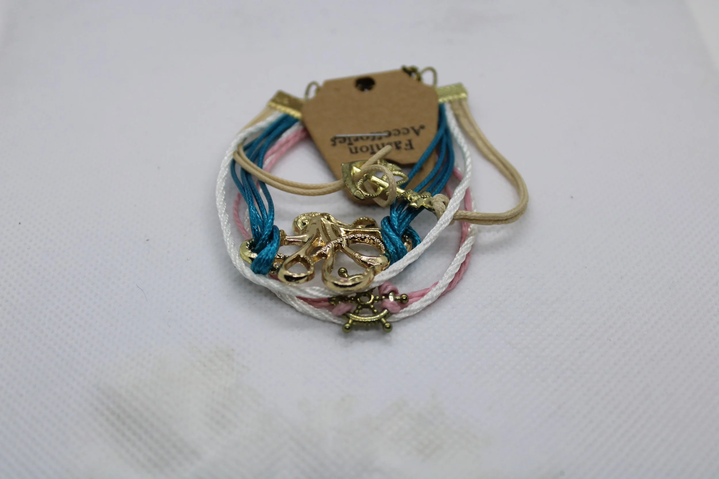 Pink, White & Blue Nautical Theme Bracelet