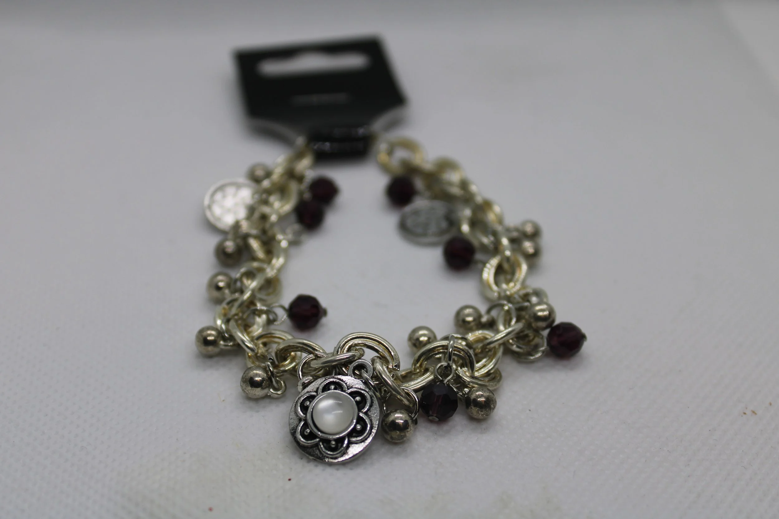 Silver & Dark Purple Bracelet