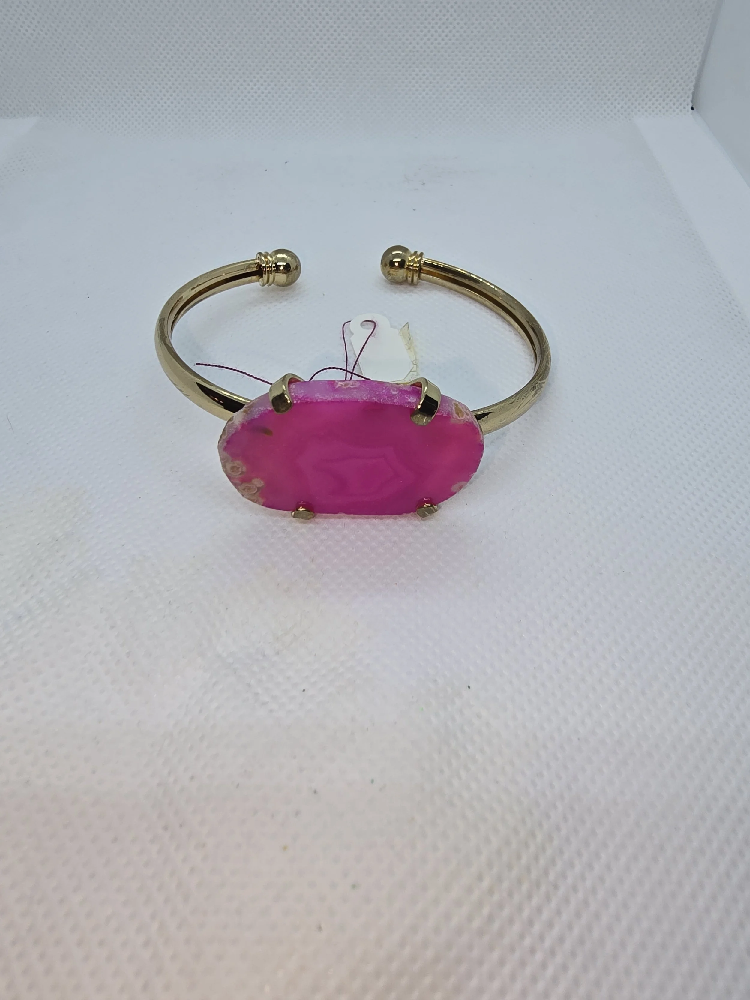 Gold Bracelet With Pink Stone