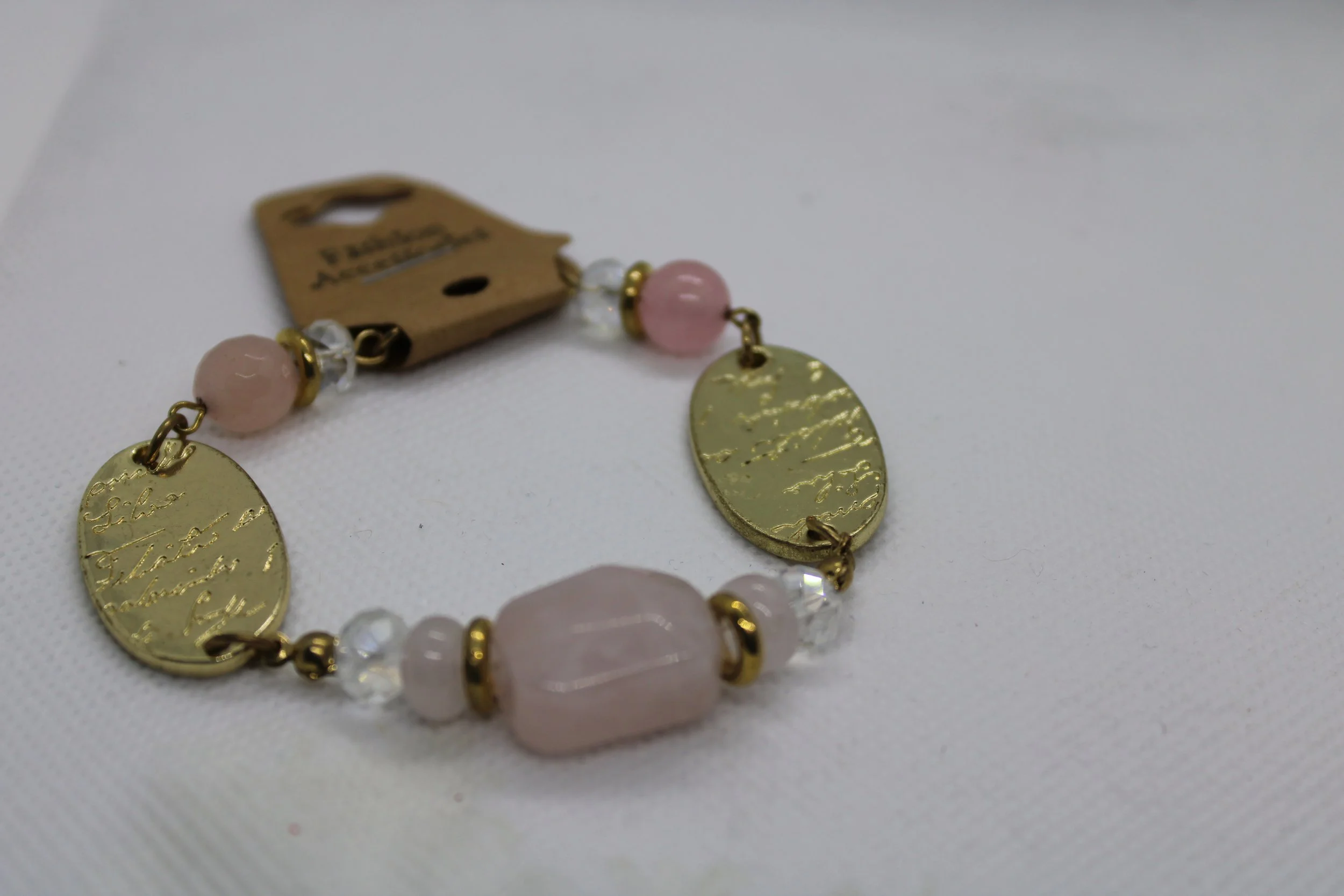 Gold & Pink Stone Bracelet
