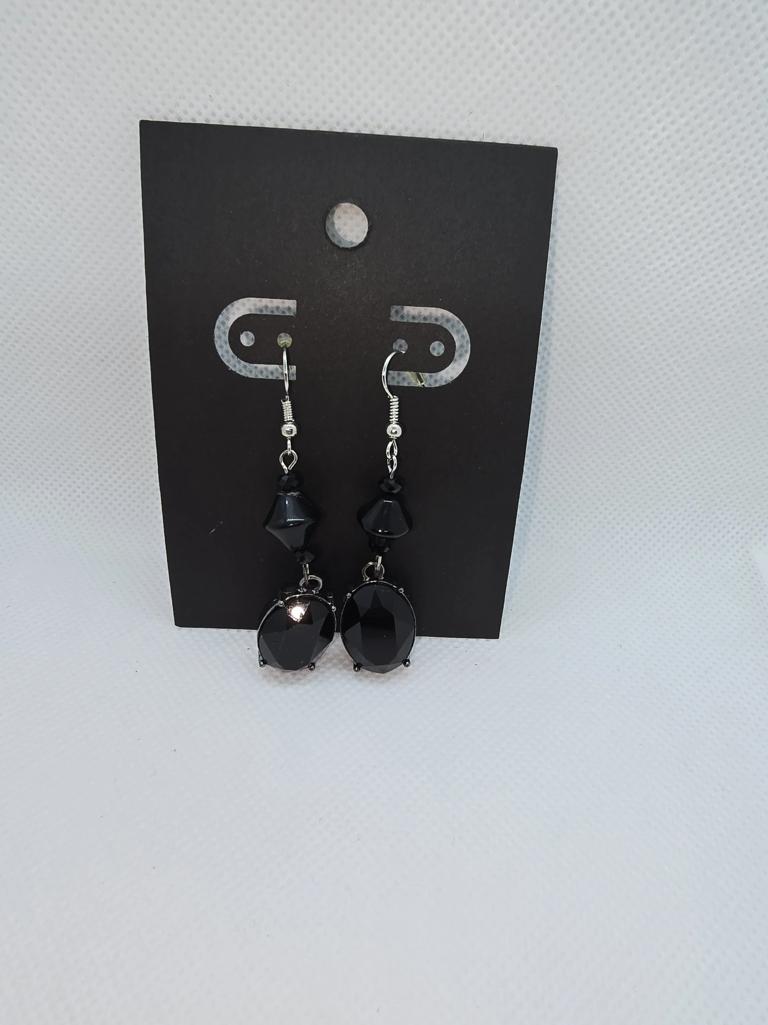 Black Gem Hanging Earrings