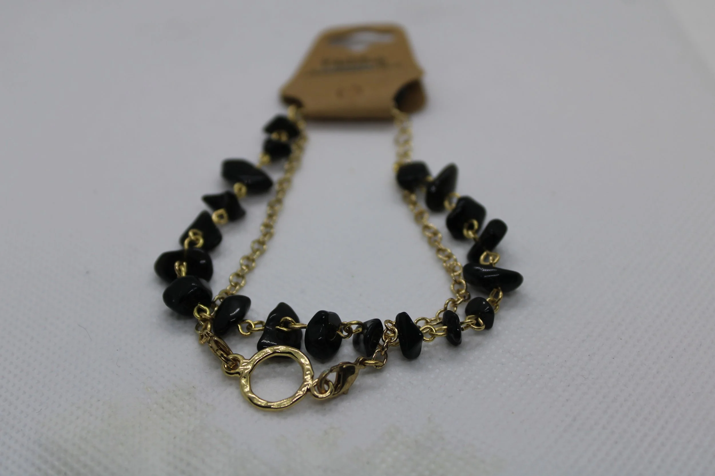Gold Chain With Black Stones Bracelet